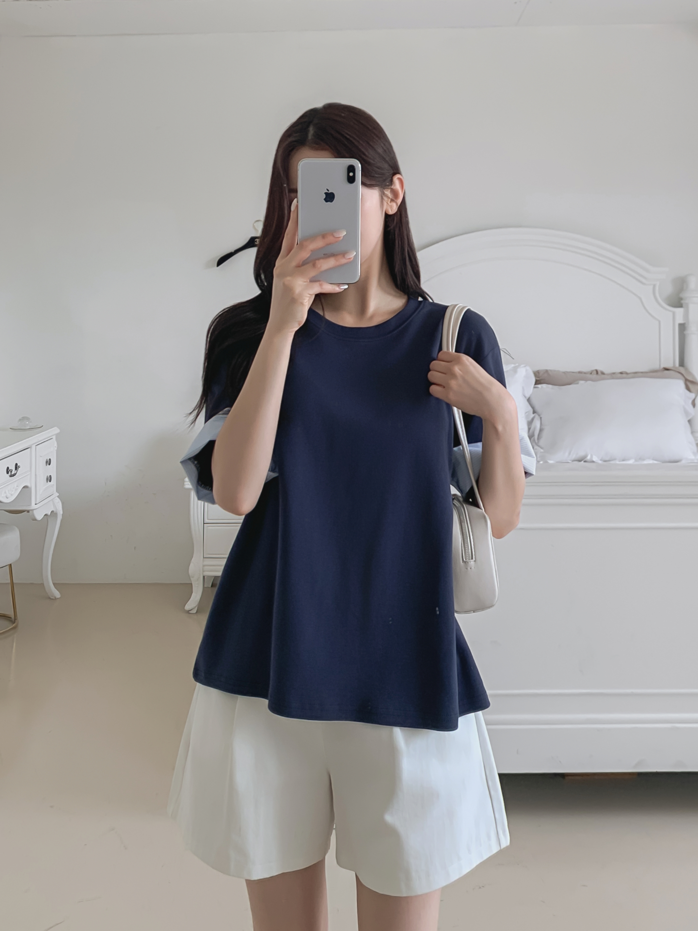 コンビ配色ラウンドネックボクシールーズ半袖Tシャツ | 詳細画像37