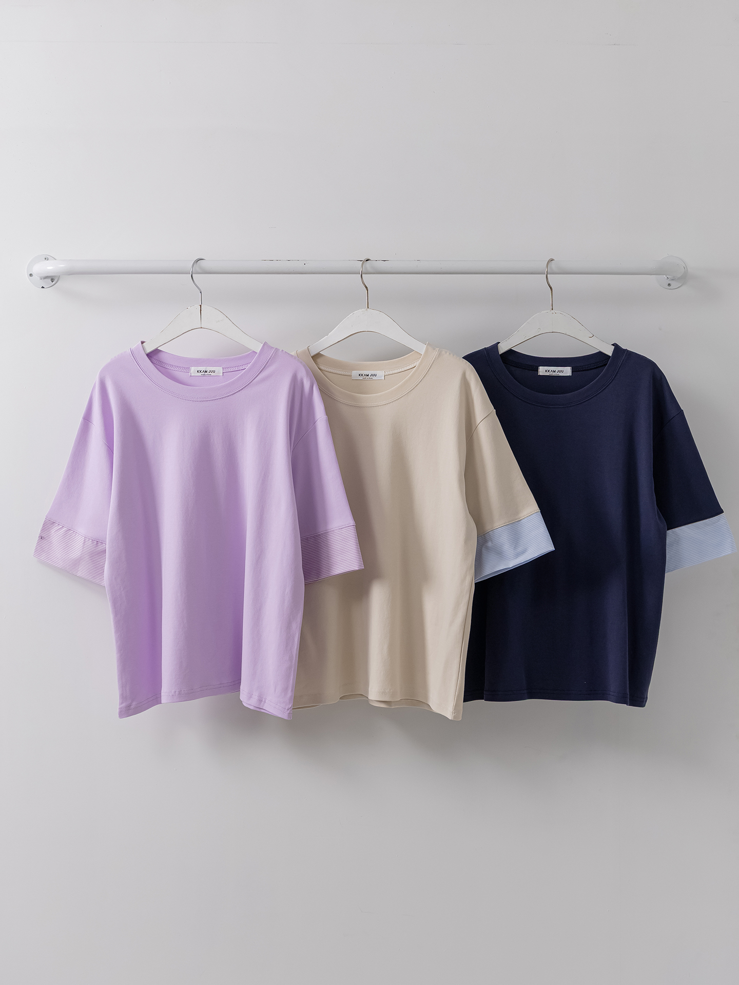 コンビ配色ラウンドネックボクシールーズ半袖Tシャツ | 詳細画像38
