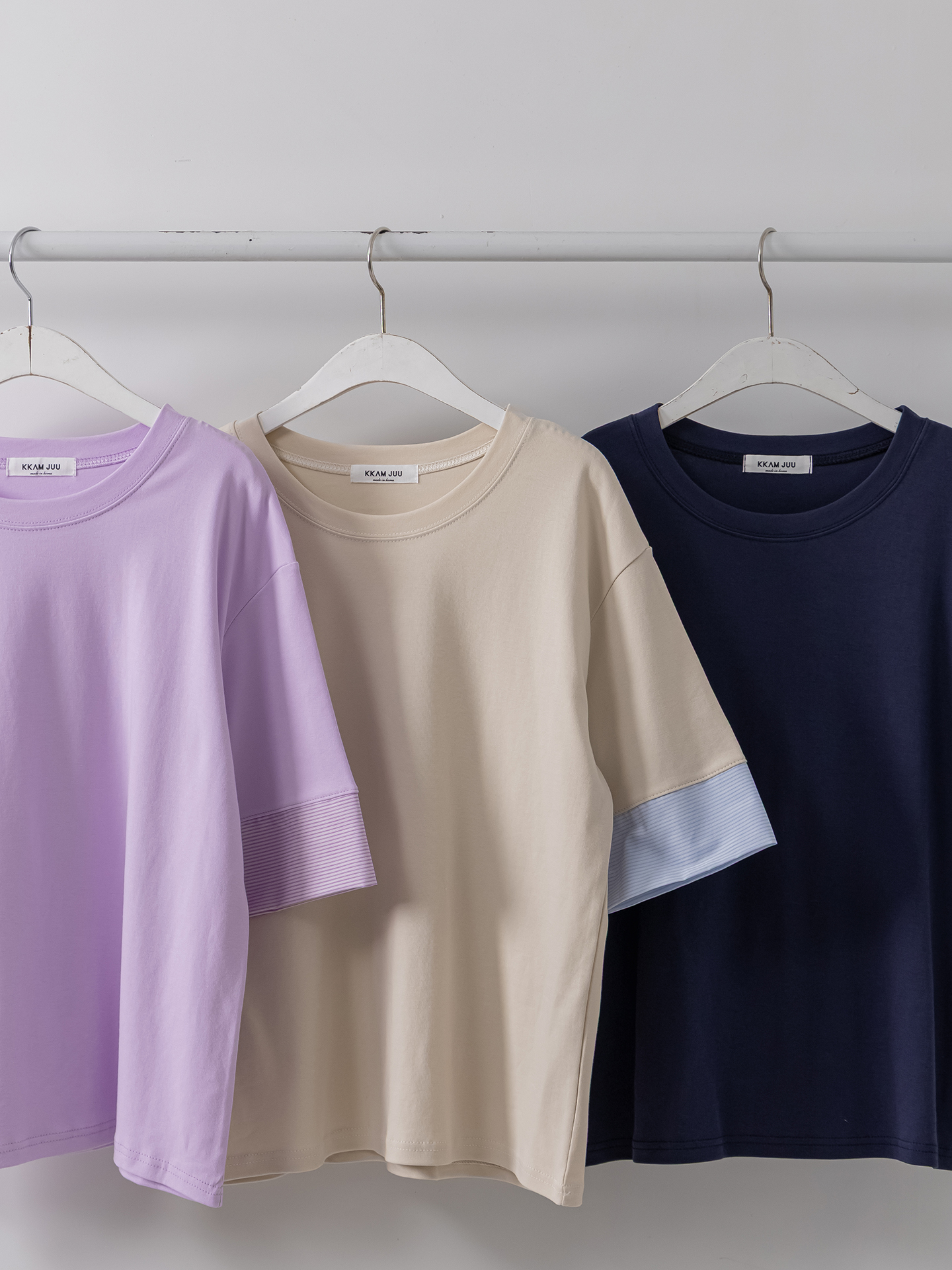 コンビ配色ラウンドネックボクシールーズ半袖Tシャツ | 詳細画像39