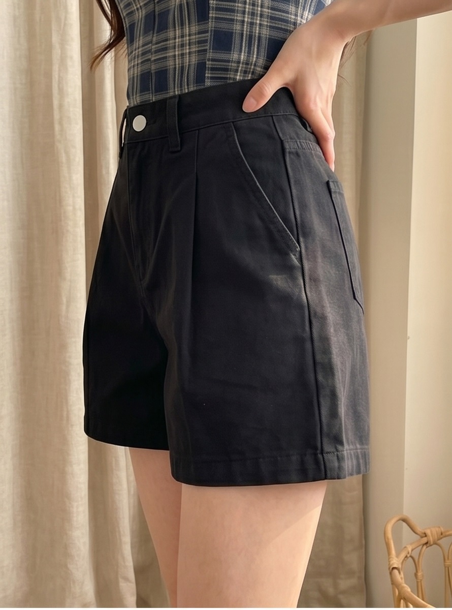 コットンピンタックバックゴム無地ショートパンツ | 詳細画像12