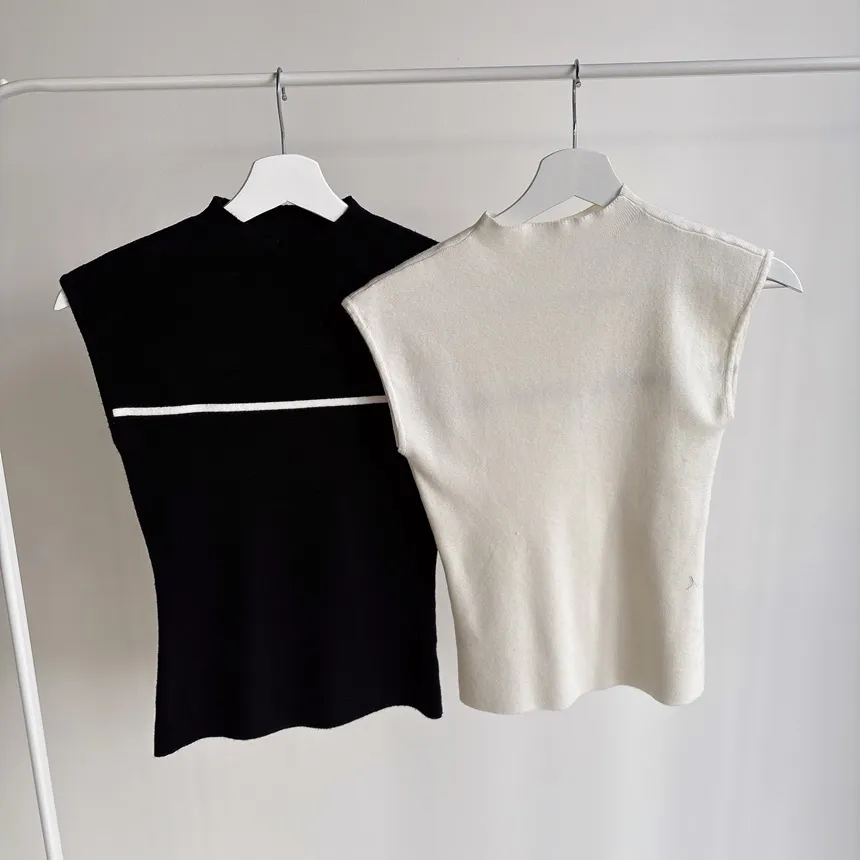 配色ハイネックシンプルフレンチスリーブ配色Tシャツニット | mirangmirang | 詳細画像28