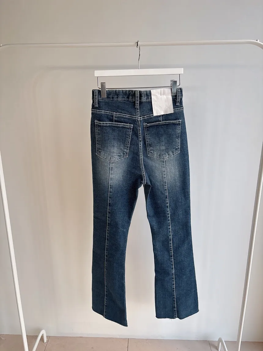 ボタンハイウエストロングリベットディープブルーデニムパンツ | mirangmirang | 詳細画像27