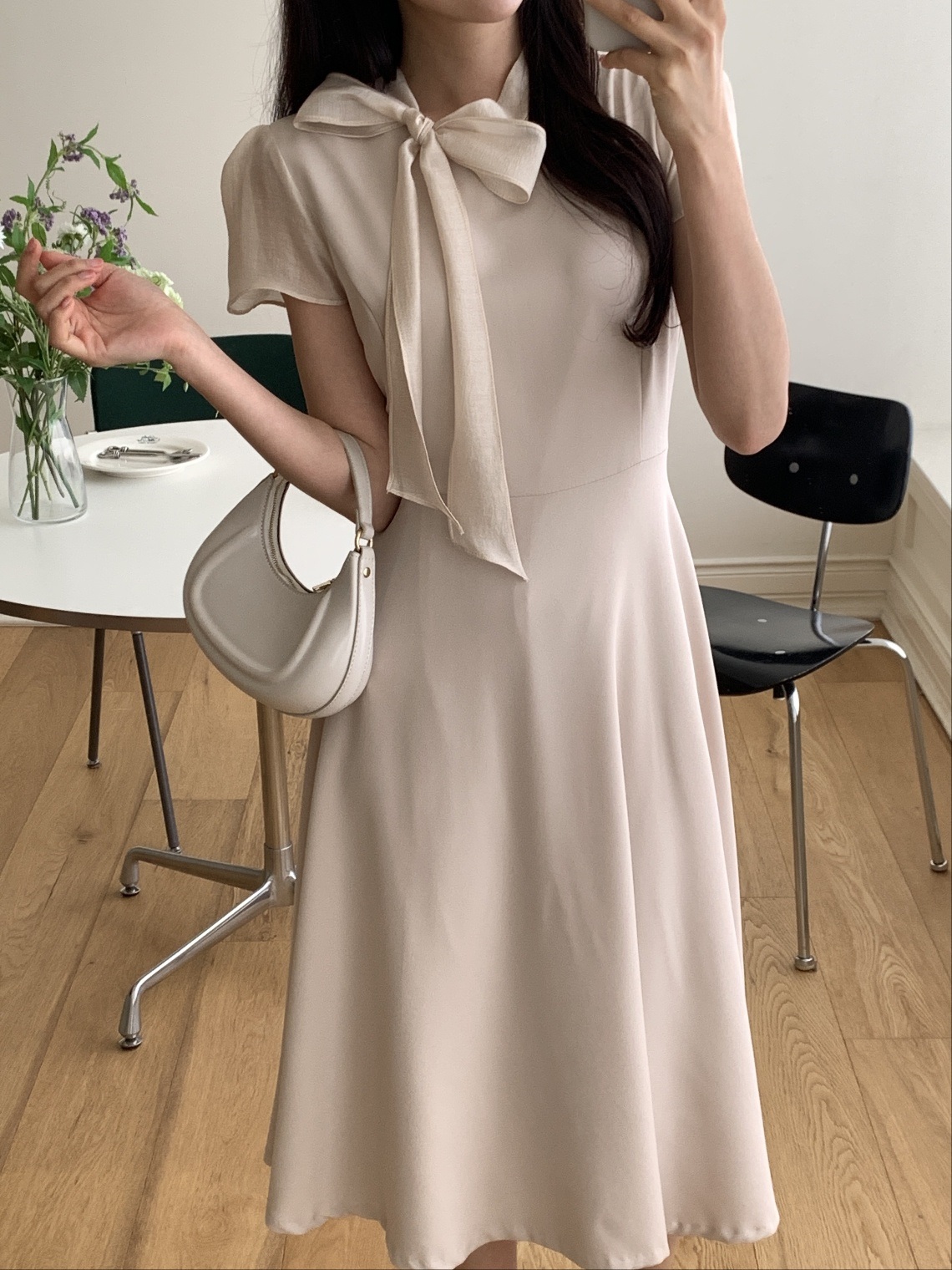 シフォンジップアップスリムロングスカーフネックワンピース | 詳細画像4