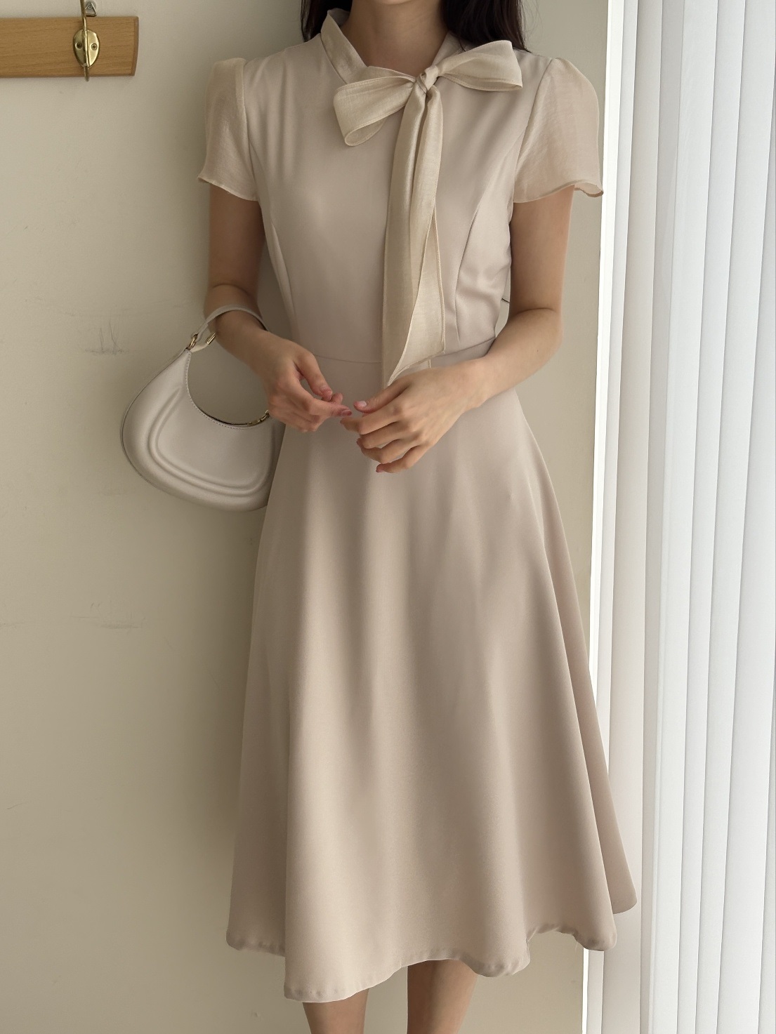 シフォンジップアップスリムロングスカーフネックワンピース | 詳細画像19