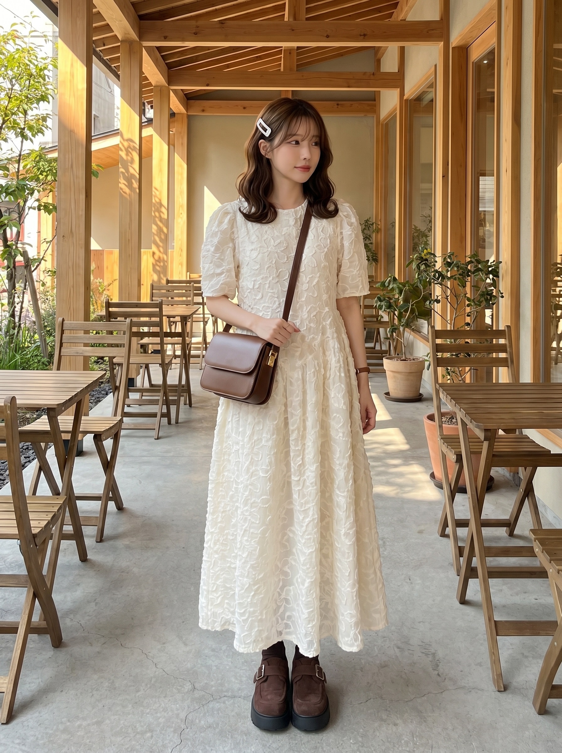 パフスリーブロング半袖ワンピース | 詳細画像5