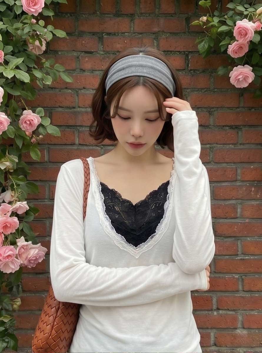 レースコンビVネック長袖Tシャツ | 詳細画像19