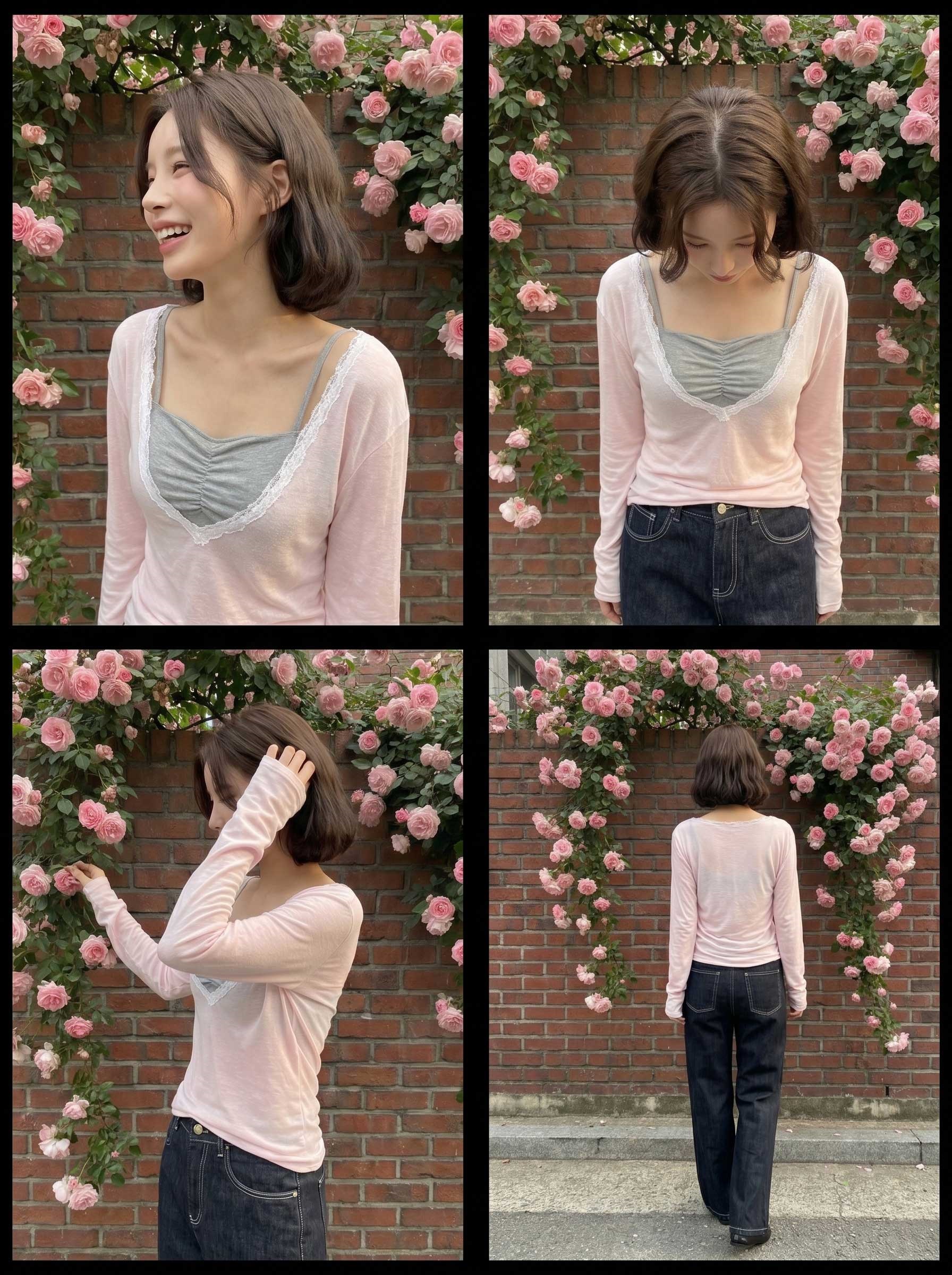 レースコンビVネック長袖Tシャツ | 詳細画像27
