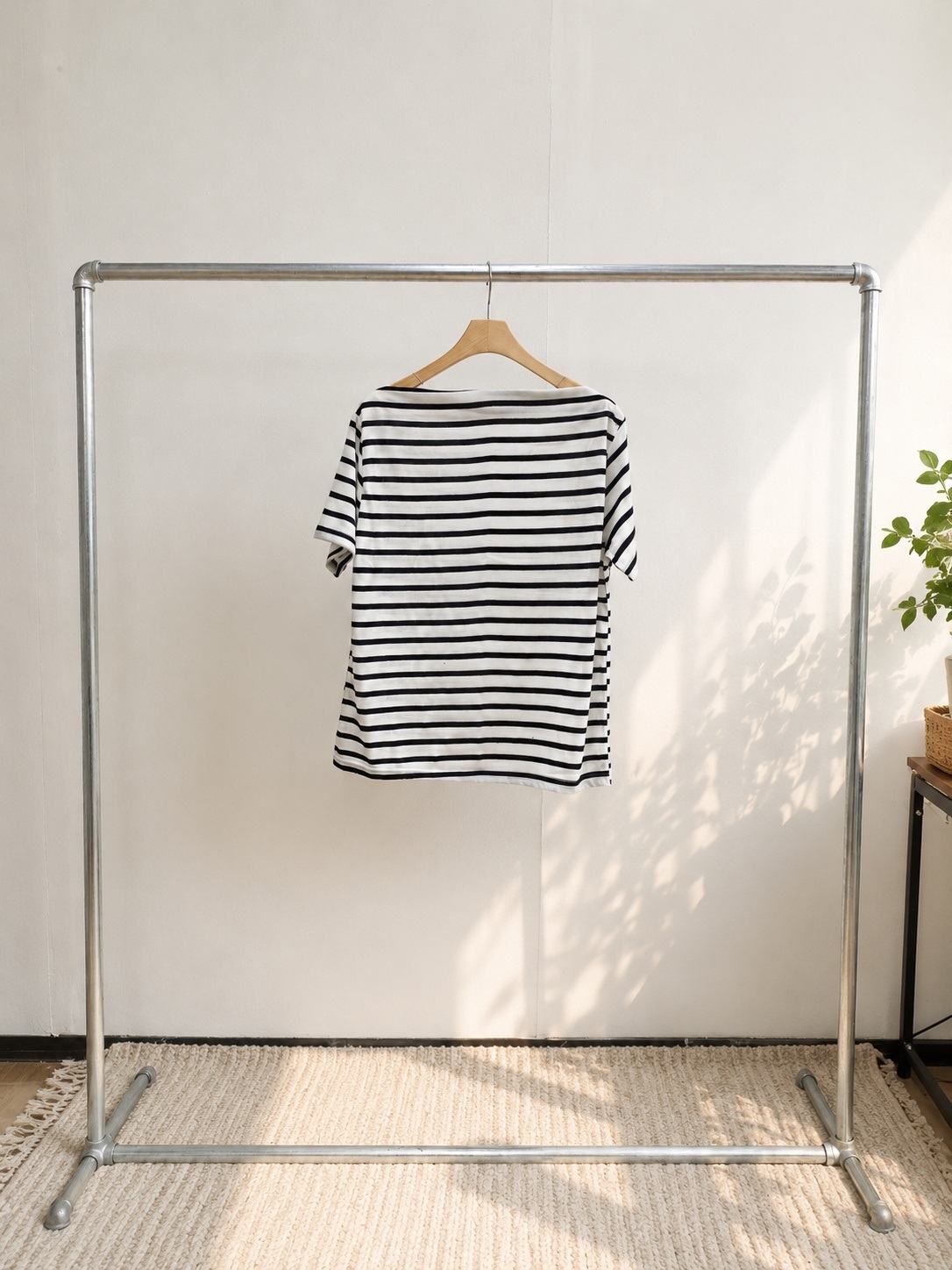 ボートネックベーシック半袖ボーダー配色Tシャツ | 詳細画像11
