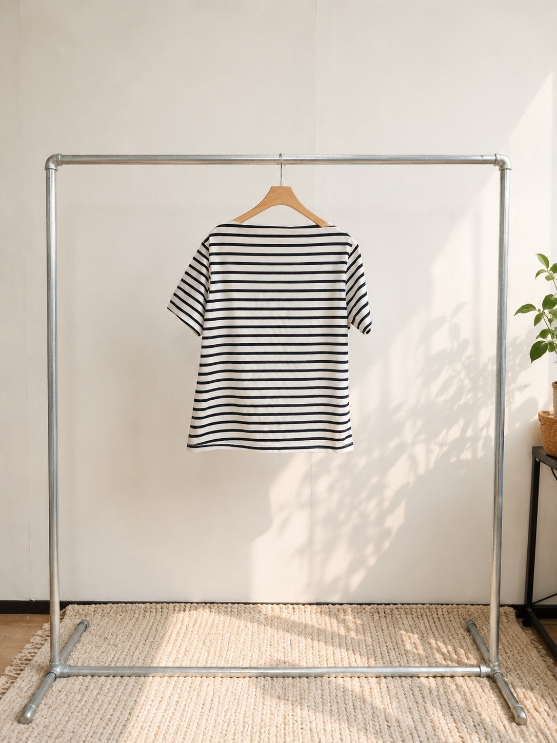 ボートネックベーシック半袖ボーダー配色Tシャツ | 詳細画像12
