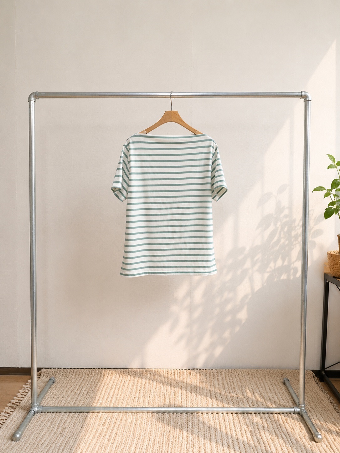 ボートネックベーシック半袖ボーダー配色Tシャツ | 詳細画像13