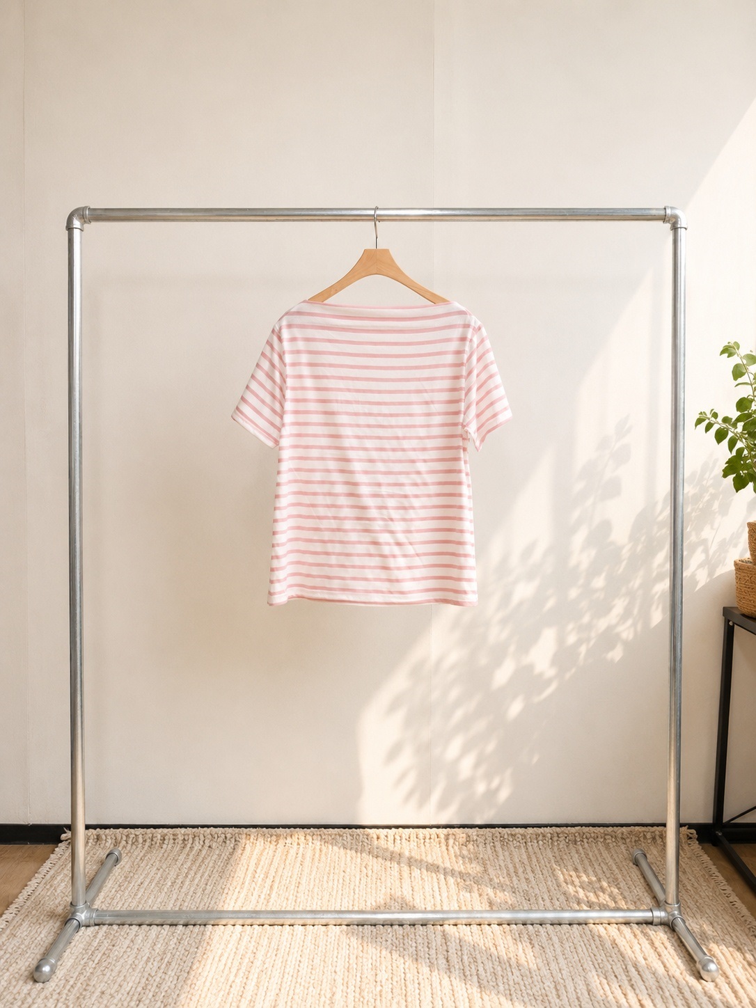 ボートネックベーシック半袖ボーダー配色Tシャツ | 詳細画像14