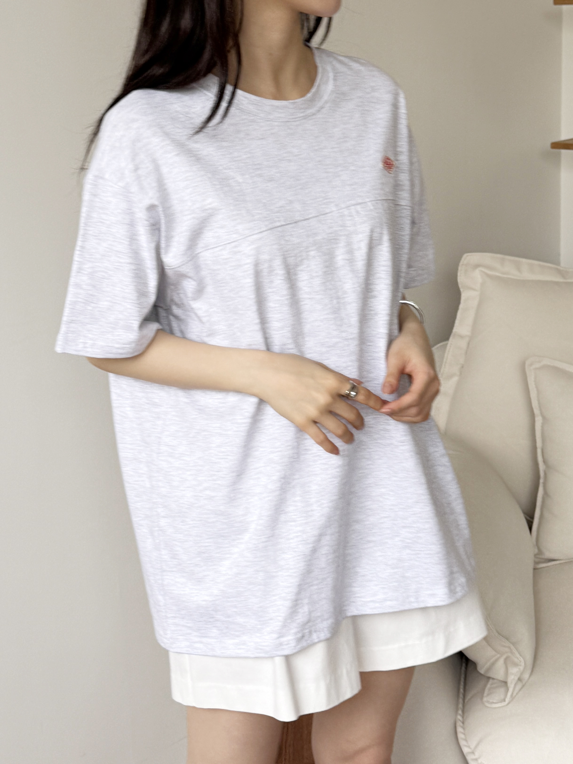 ラウンドネックベーシックルーズ半袖ラベルTシャツ | 詳細画像7