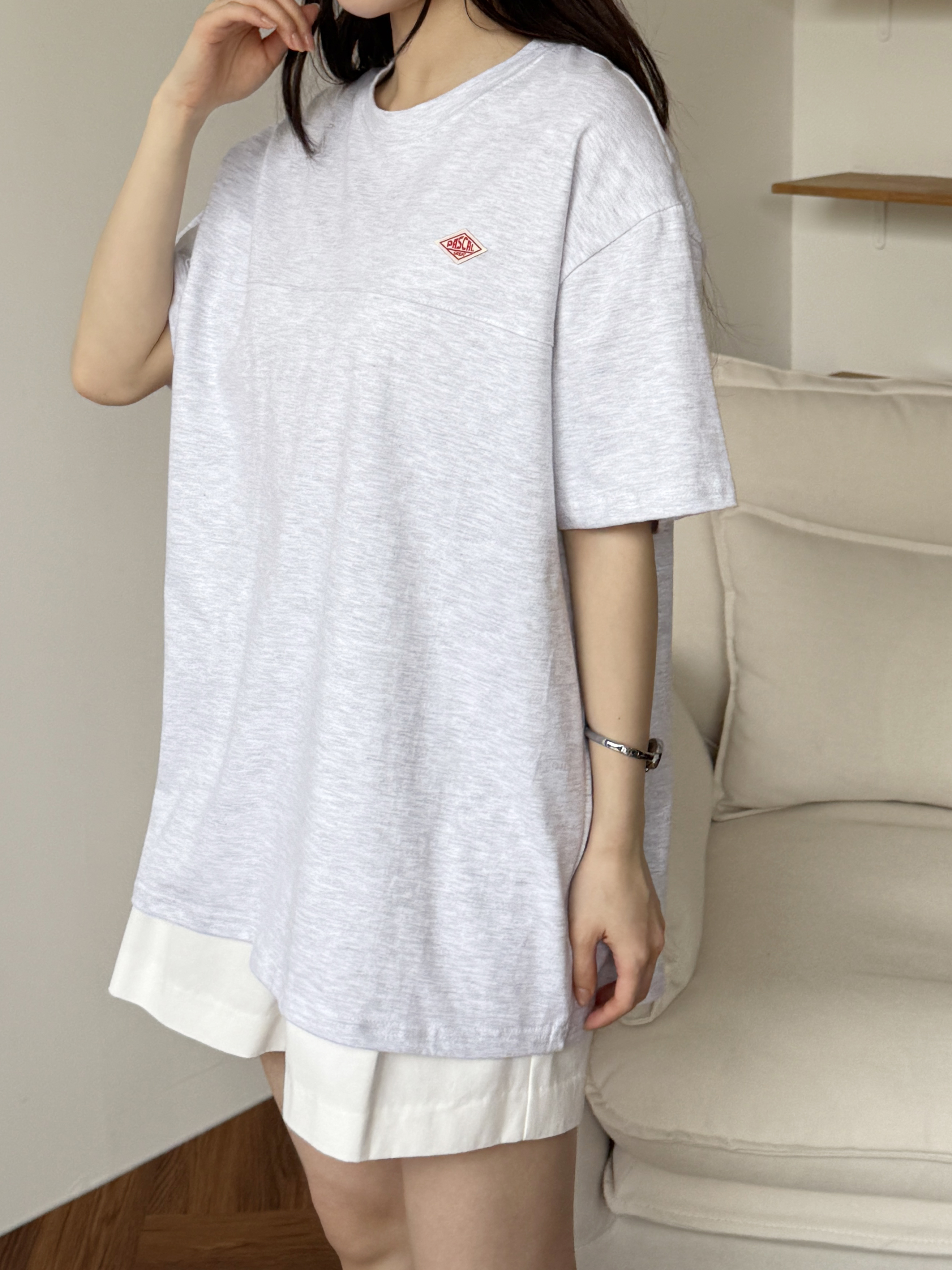 ラウンドネックベーシックルーズ半袖ラベルTシャツ | 詳細画像8