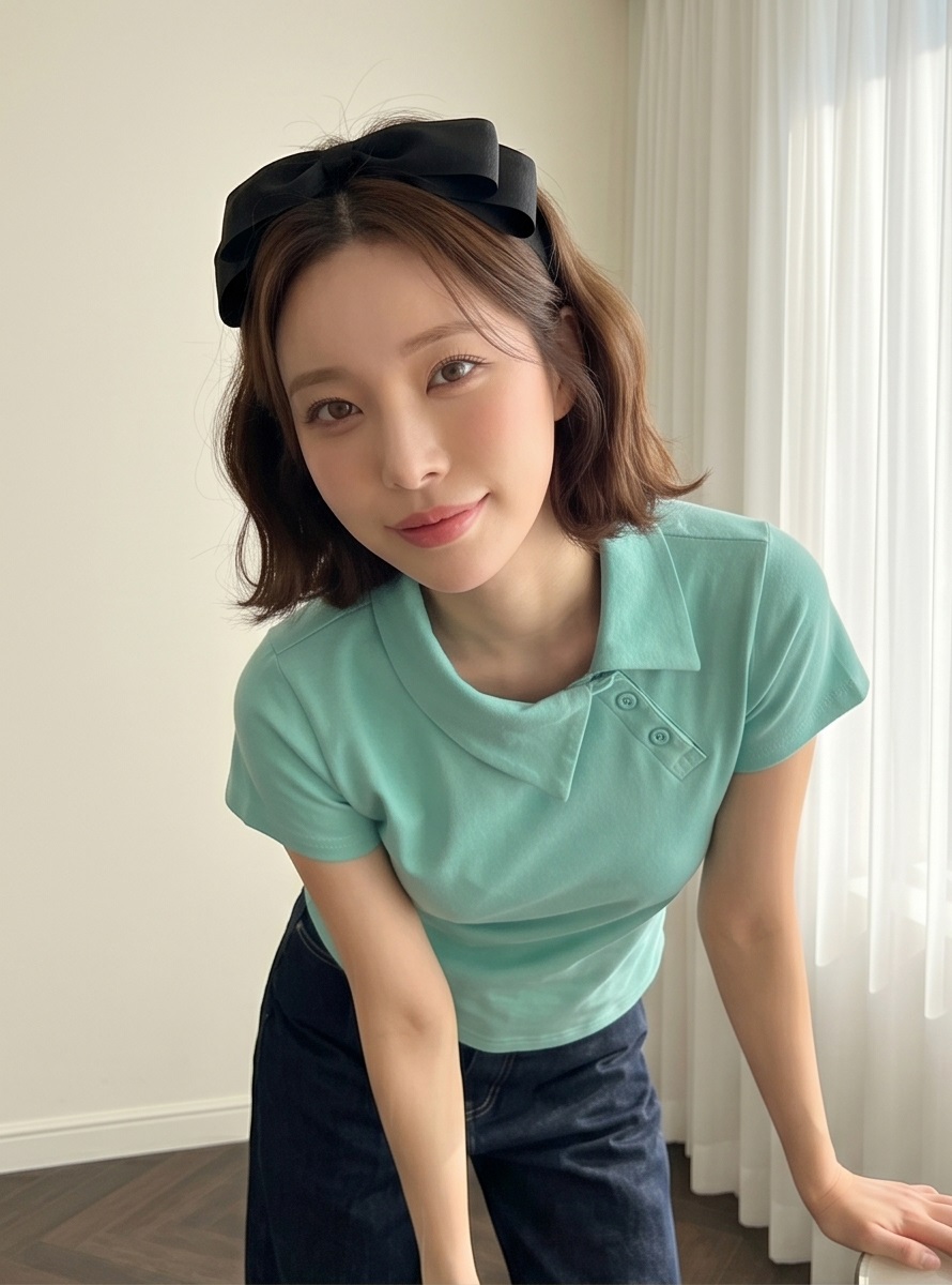 カラースリム半袖ダイアゴナルボタンTシャツ | 詳細画像4