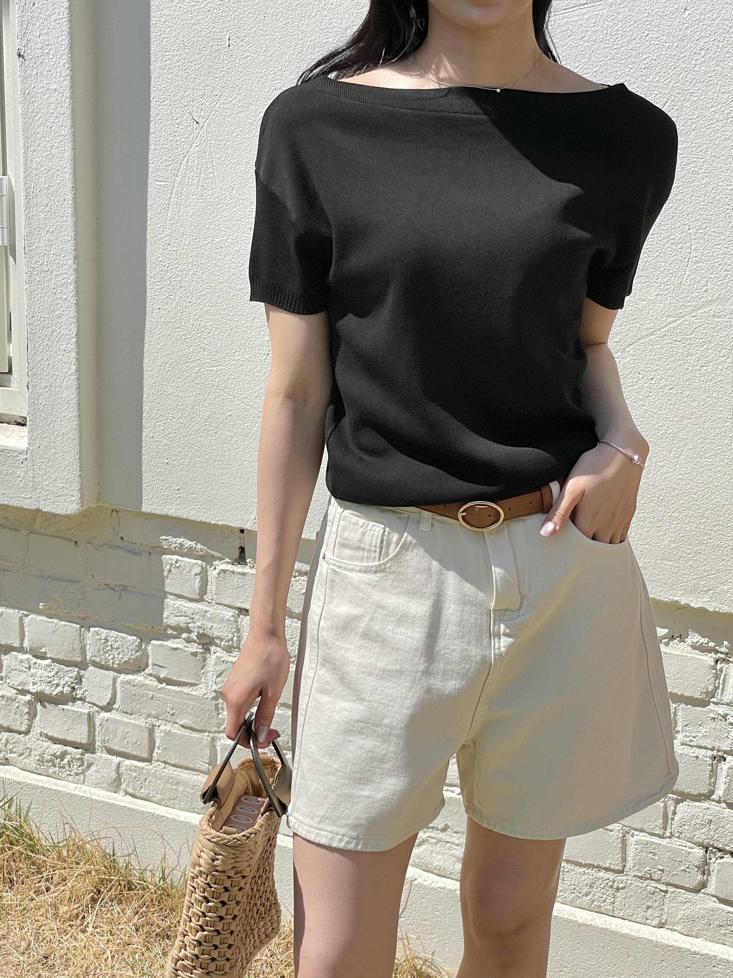ボートネックベーシックスリム半袖Tシャツ | 詳細画像3