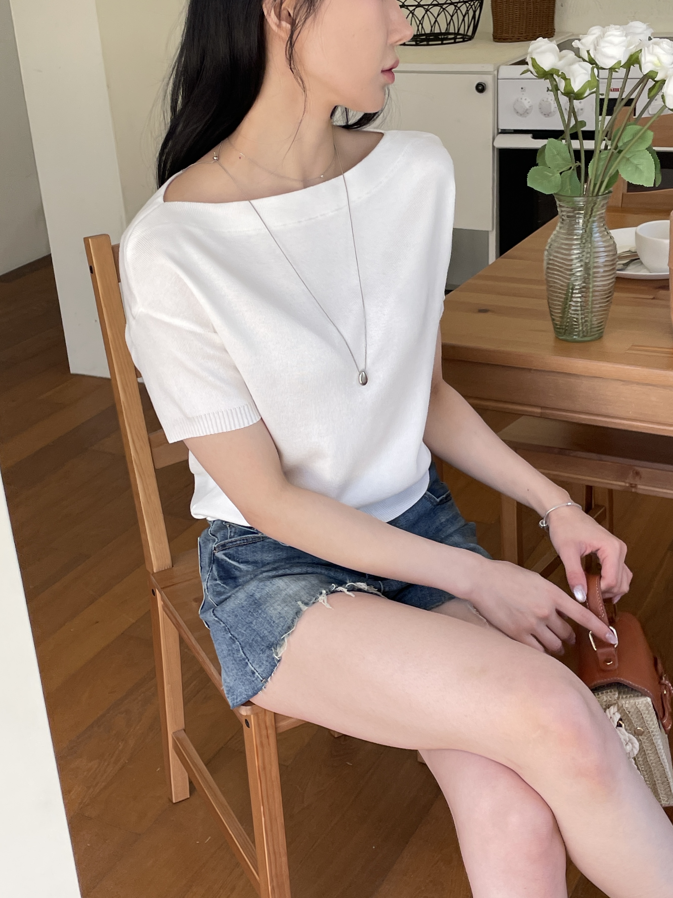 ボートネックベーシックスリム半袖Tシャツ | 詳細画像6