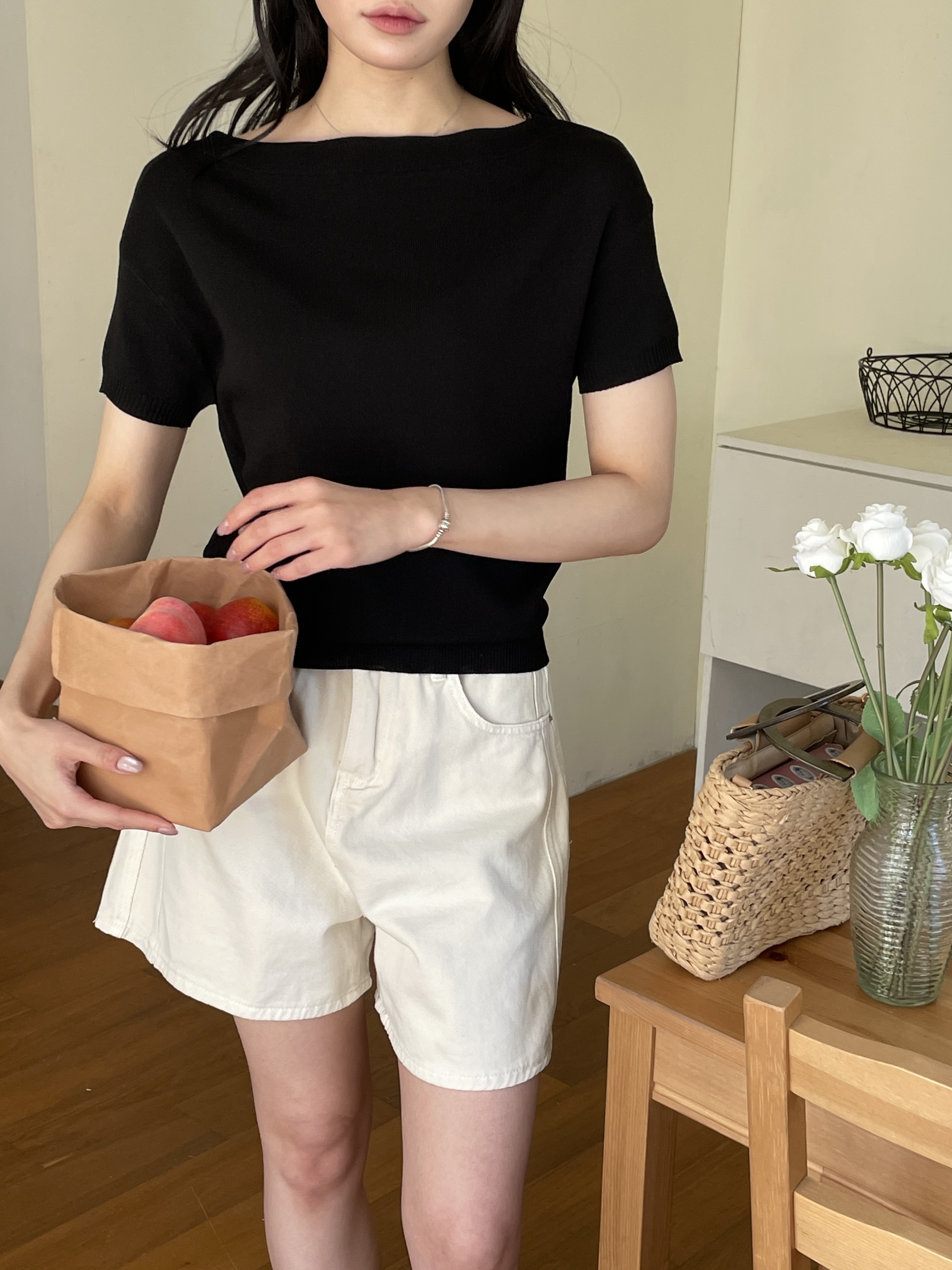ボートネックベーシックスリム半袖Tシャツ | 詳細画像11