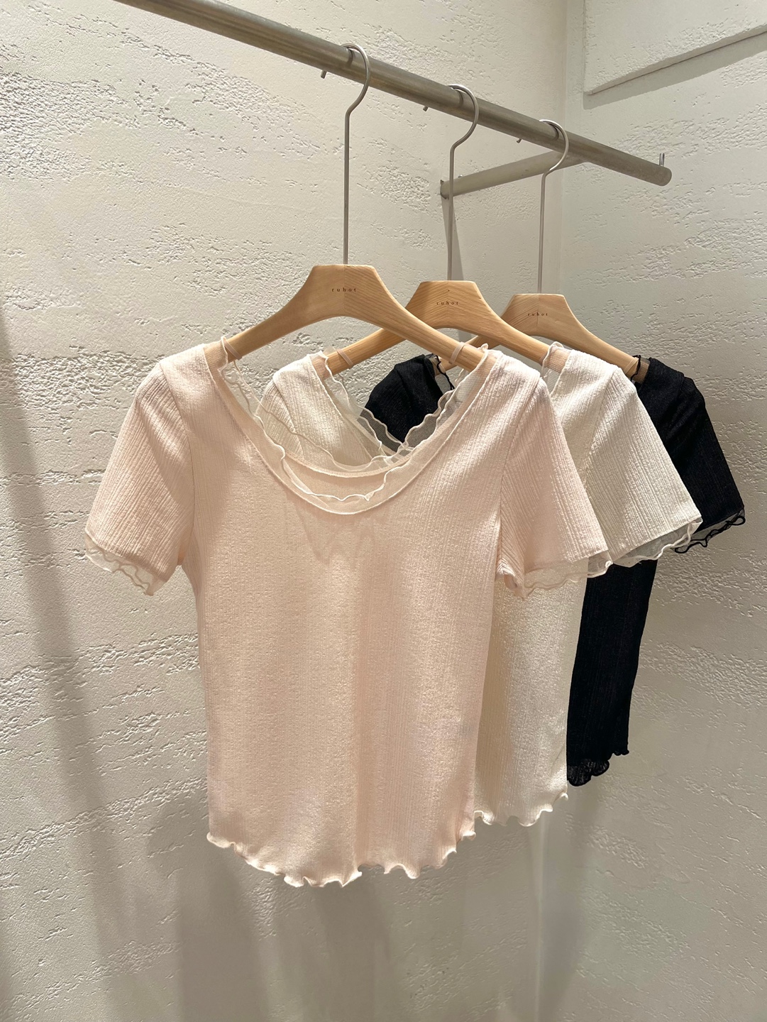 チュールUネックフリルスリム半袖Tシャツ | 詳細画像21