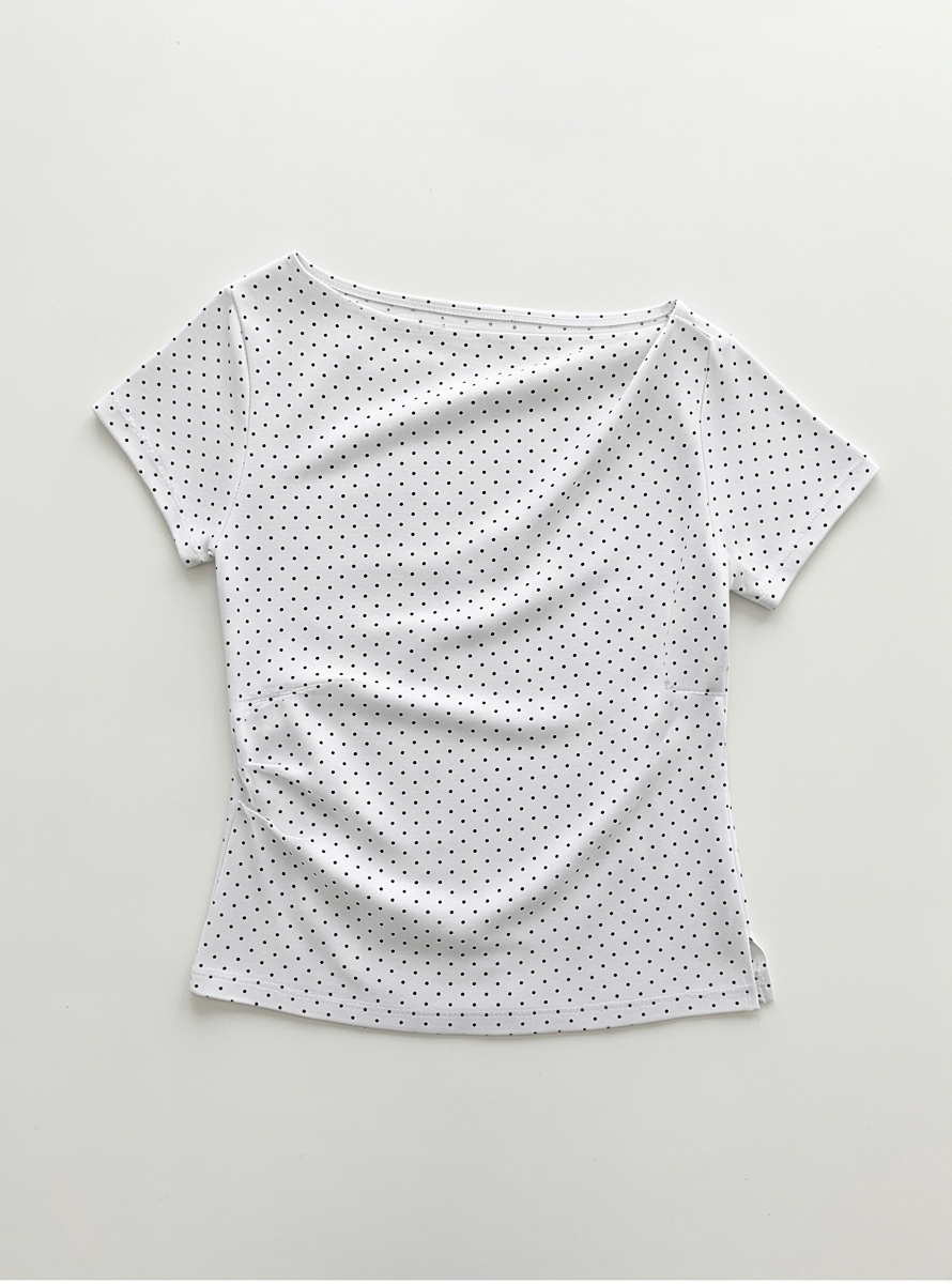 ドレープオフショルダー半袖ドットTシャツ | 詳細画像27