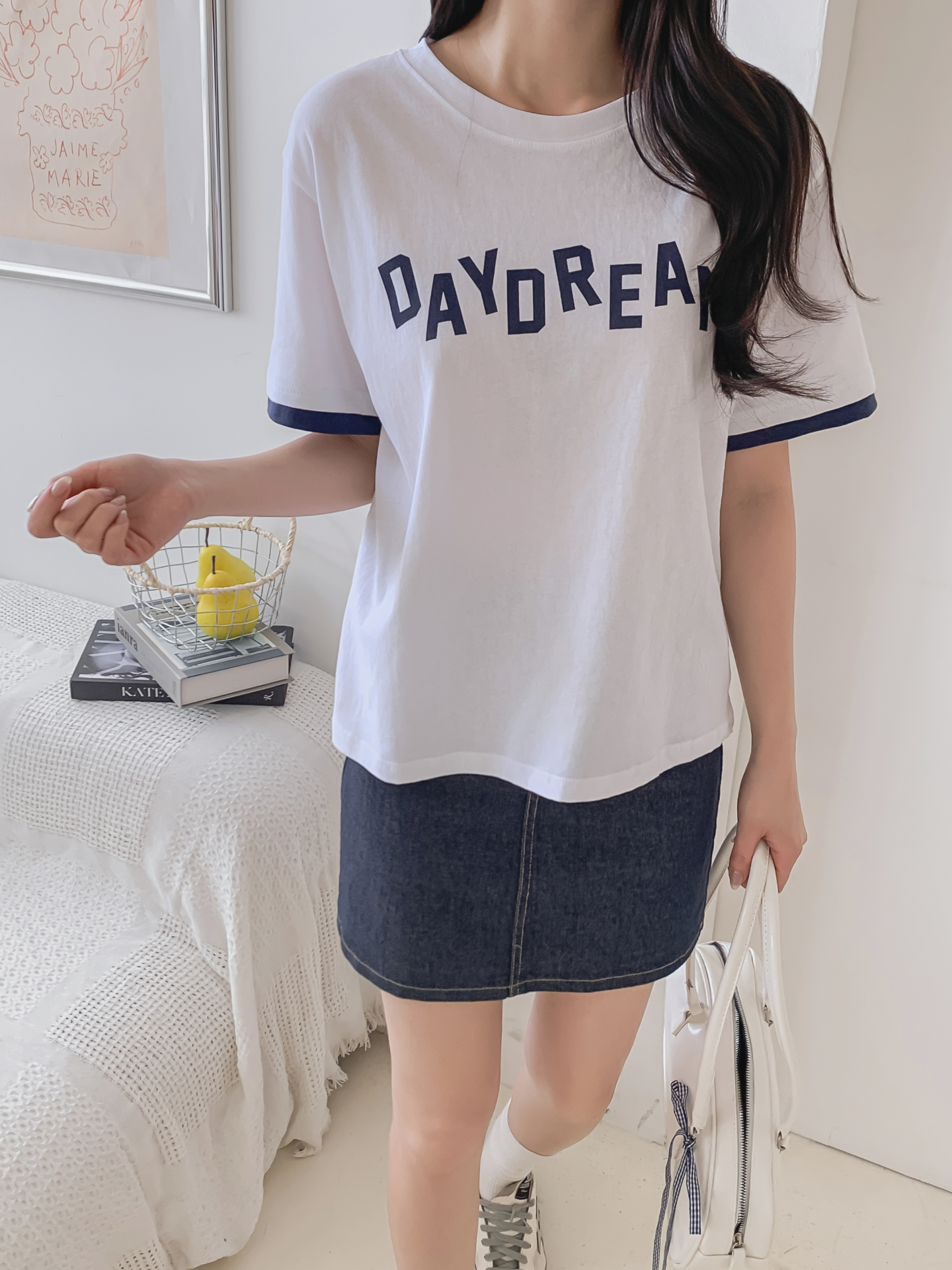 コットンラウンドネック半袖レタリングTシャツ | 詳細画像4