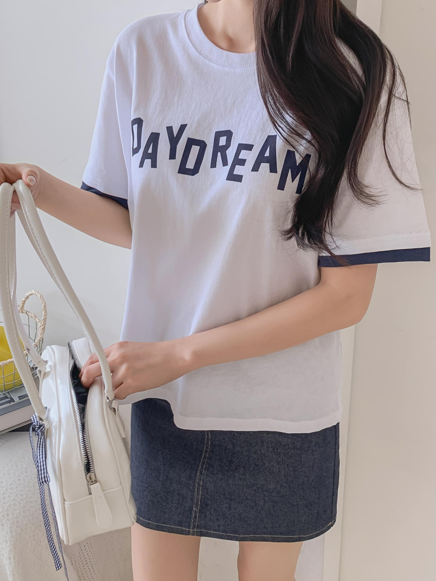 コットンラウンドネック半袖レタリングTシャツ | 詳細画像5