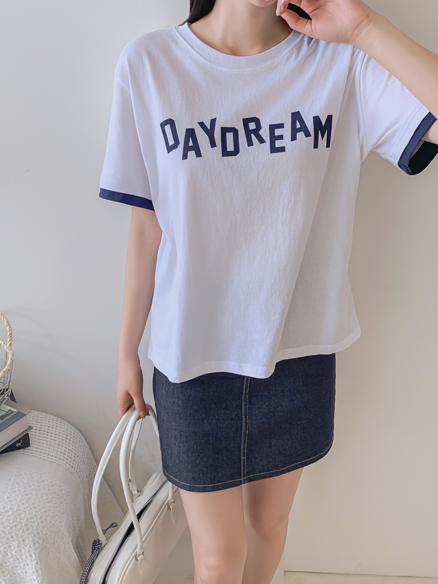 コットンラウンドネック半袖レタリングTシャツ | 詳細画像6
