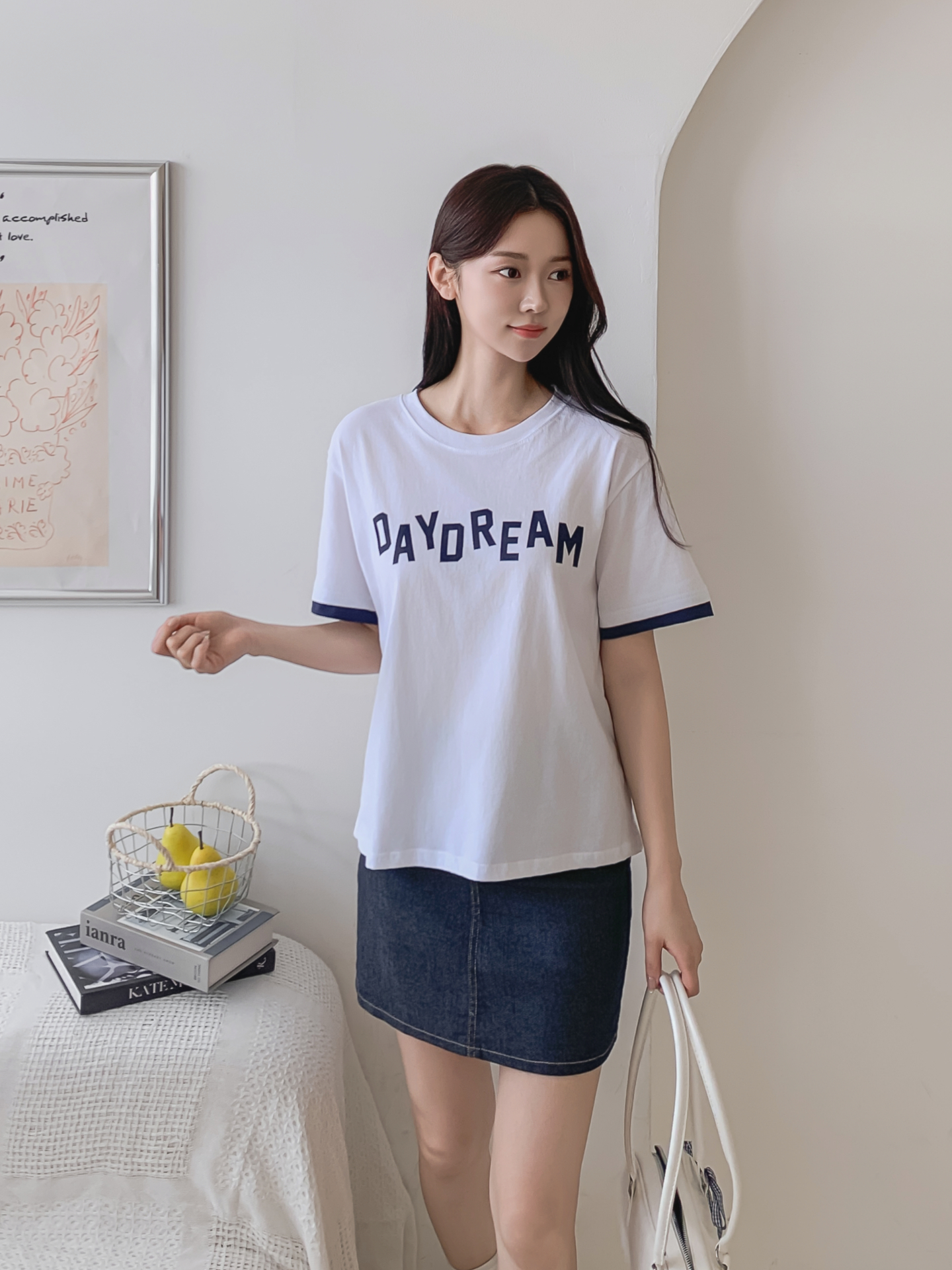 コットンラウンドネック半袖レタリングTシャツ | 詳細画像7