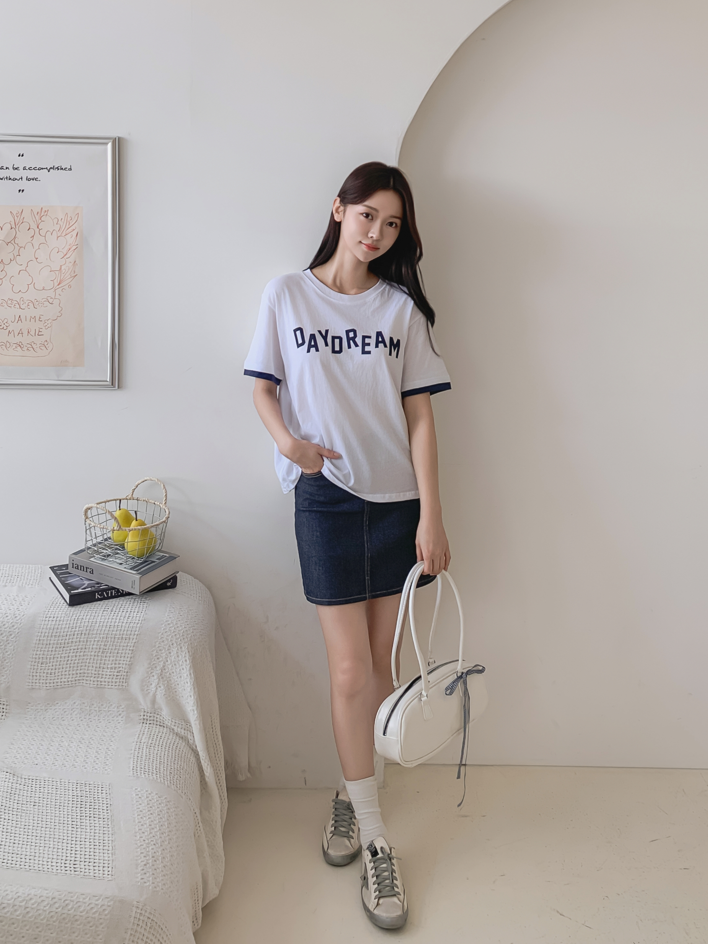コットンラウンドネック半袖レタリングTシャツ | 詳細画像8