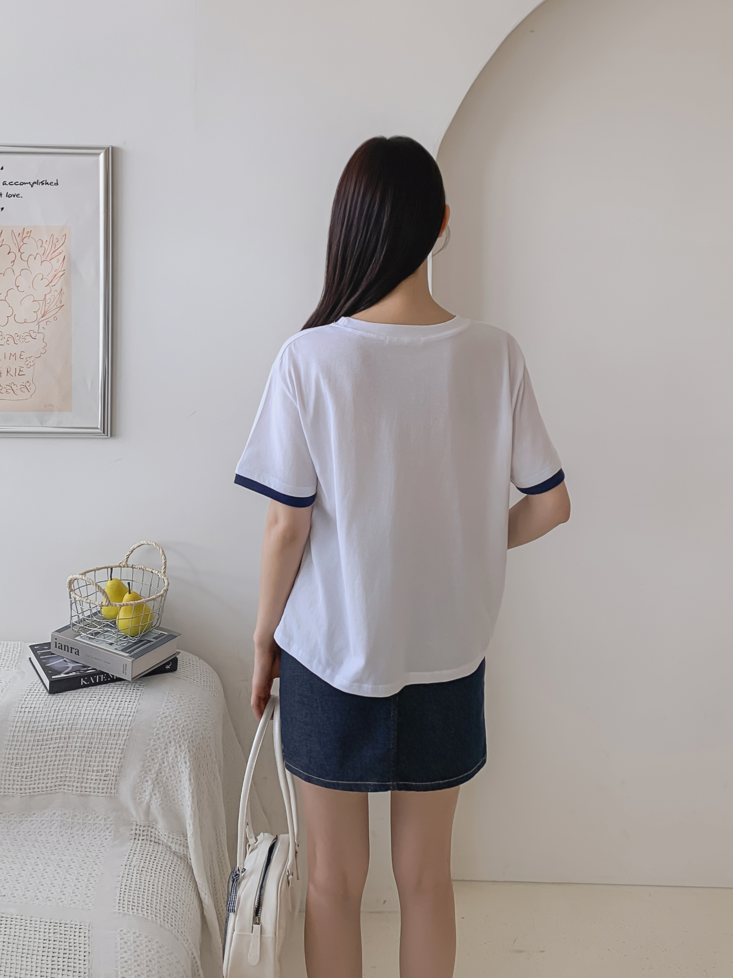 コットンラウンドネック半袖レタリングTシャツ | 詳細画像9