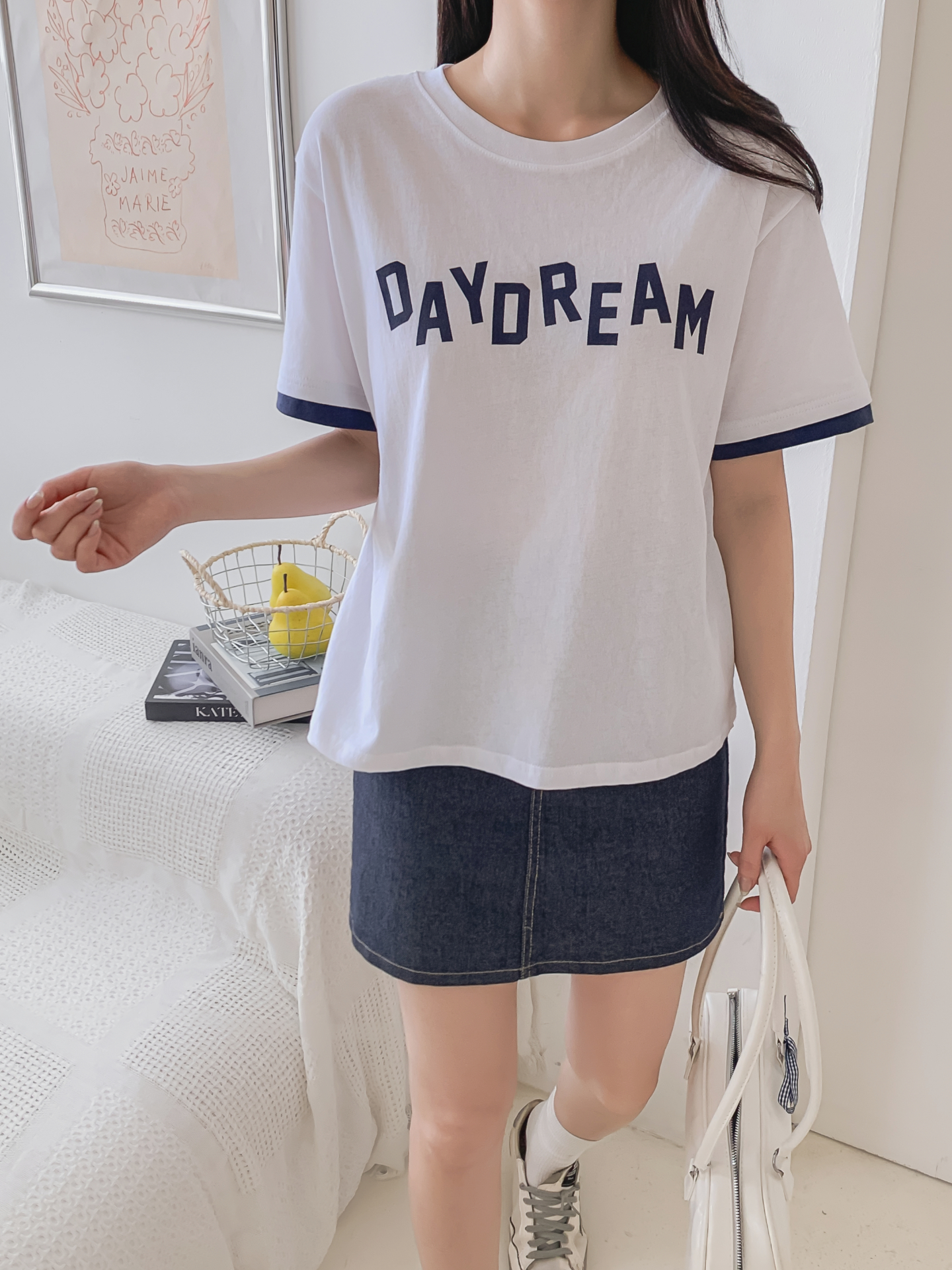 コットンラウンドネック半袖レタリングTシャツ | 詳細画像14