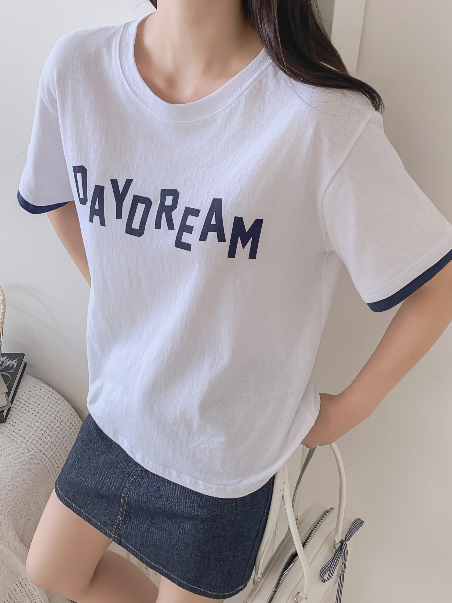 コットンラウンドネック半袖レタリングTシャツ | 詳細画像16