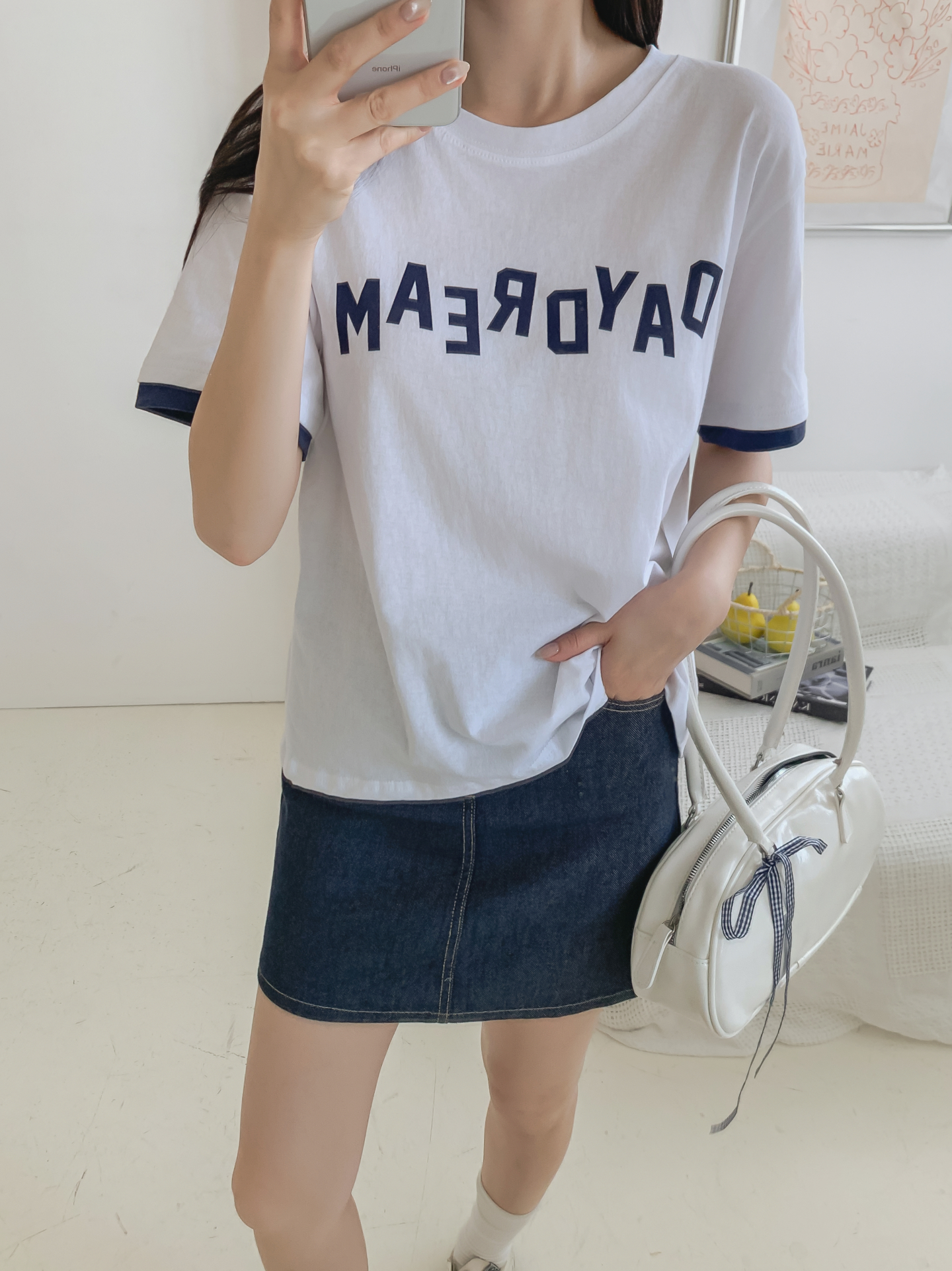 コットンラウンドネック半袖レタリングTシャツ | 詳細画像20