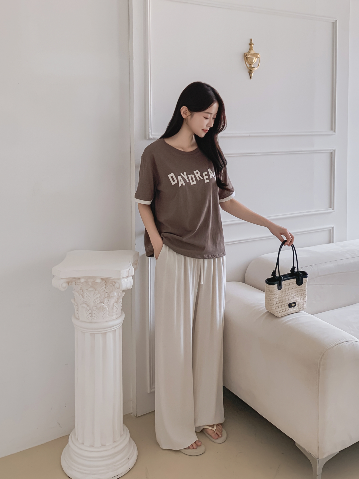 コットンラウンドネック半袖レタリングTシャツ | 詳細画像24