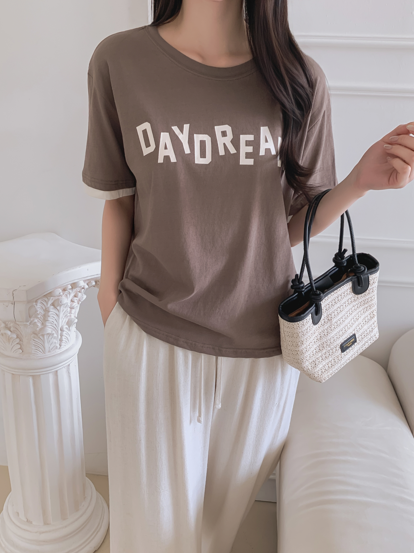 コットンラウンドネック半袖レタリングTシャツ | 詳細画像25