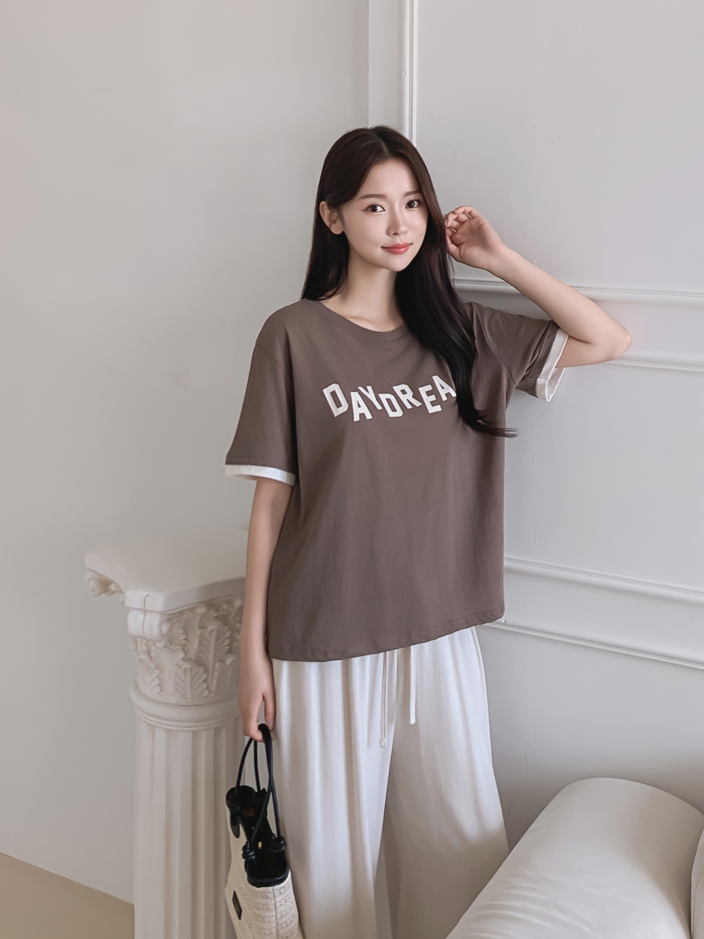 コットンラウンドネック半袖レタリングTシャツ | 詳細画像26
