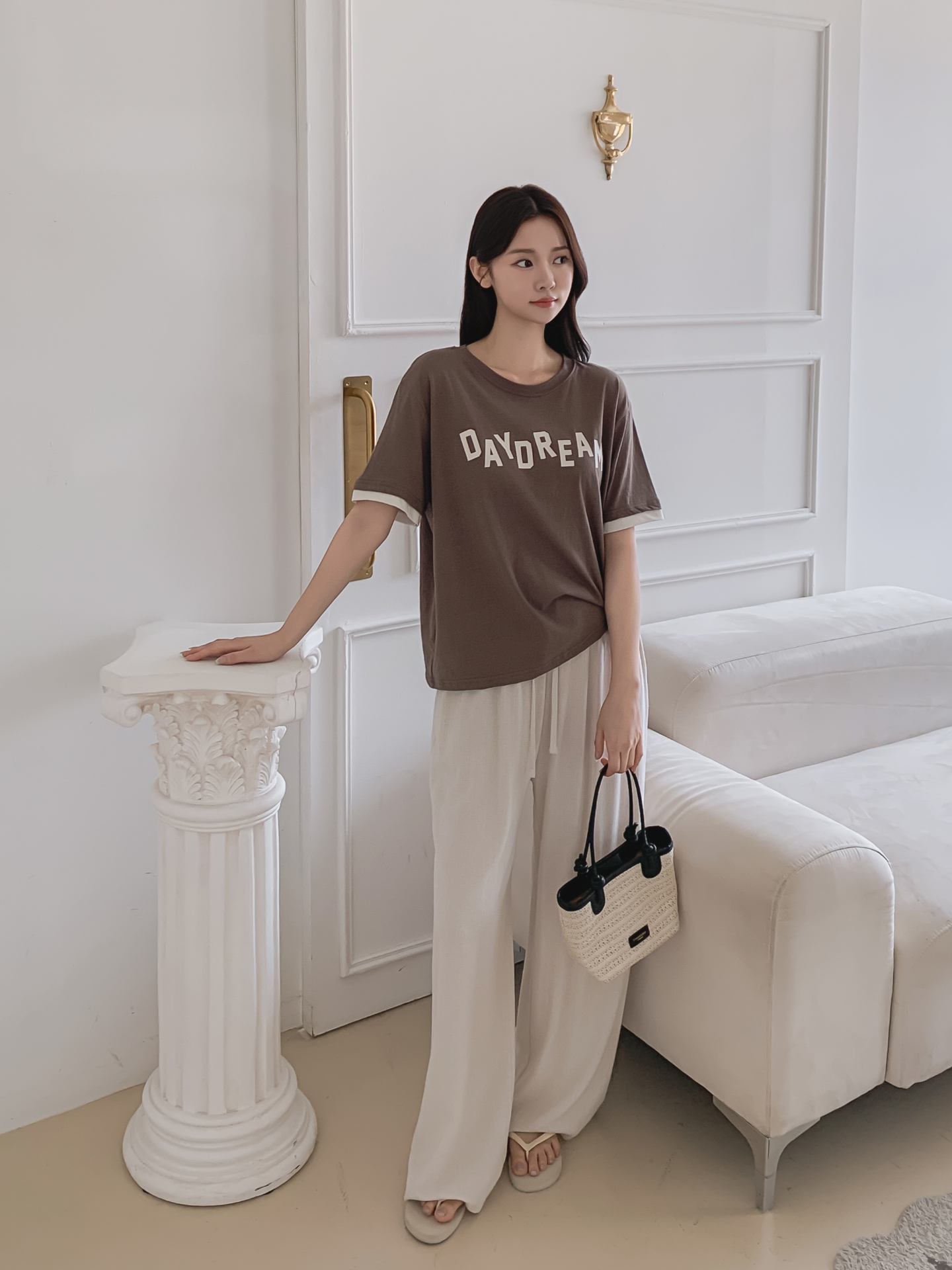 コットンラウンドネック半袖レタリングTシャツ | 詳細画像28