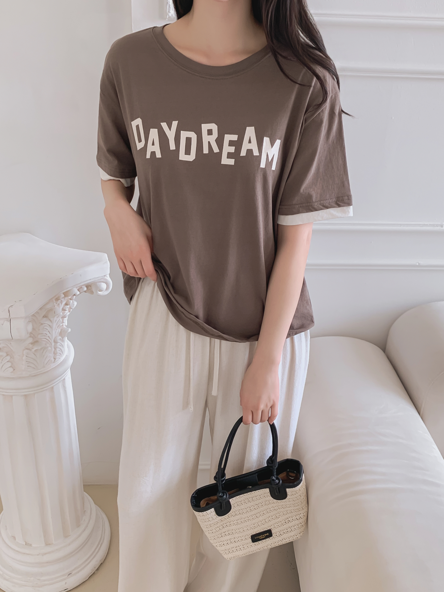 コットンラウンドネック半袖レタリングTシャツ | 詳細画像29