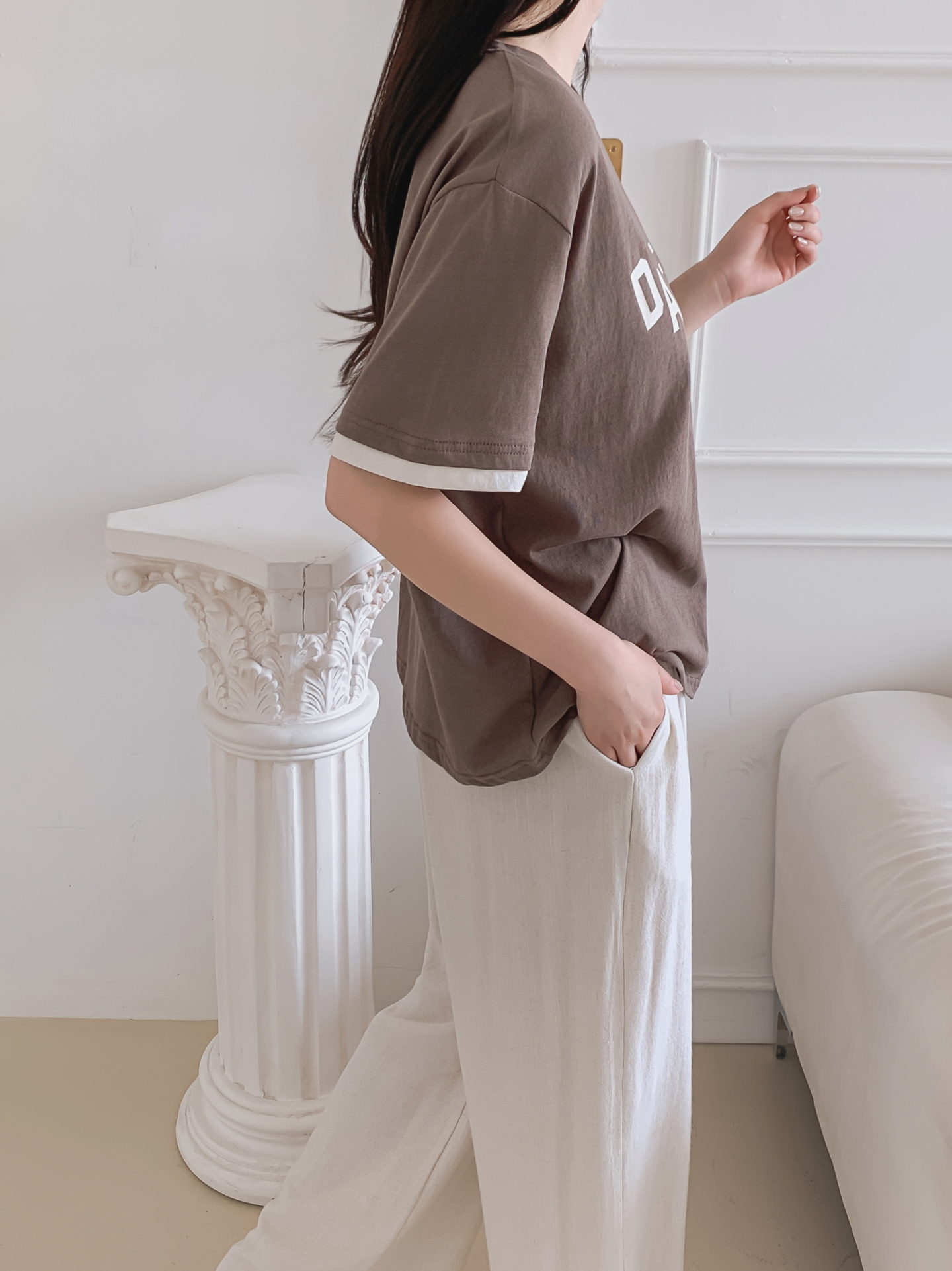 コットンラウンドネック半袖レタリングTシャツ | 詳細画像31