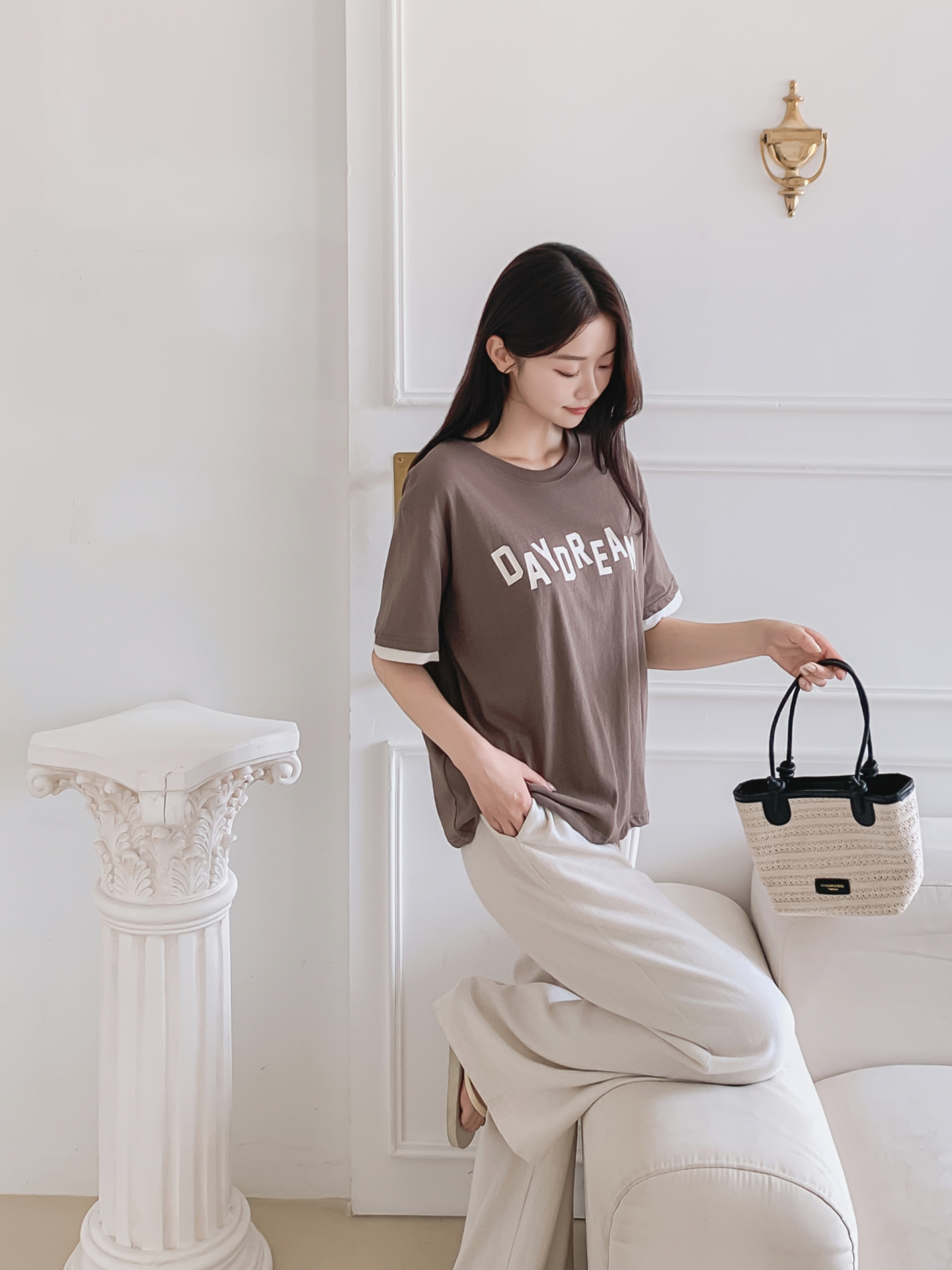 コットンラウンドネック半袖レタリングTシャツ | 詳細画像33