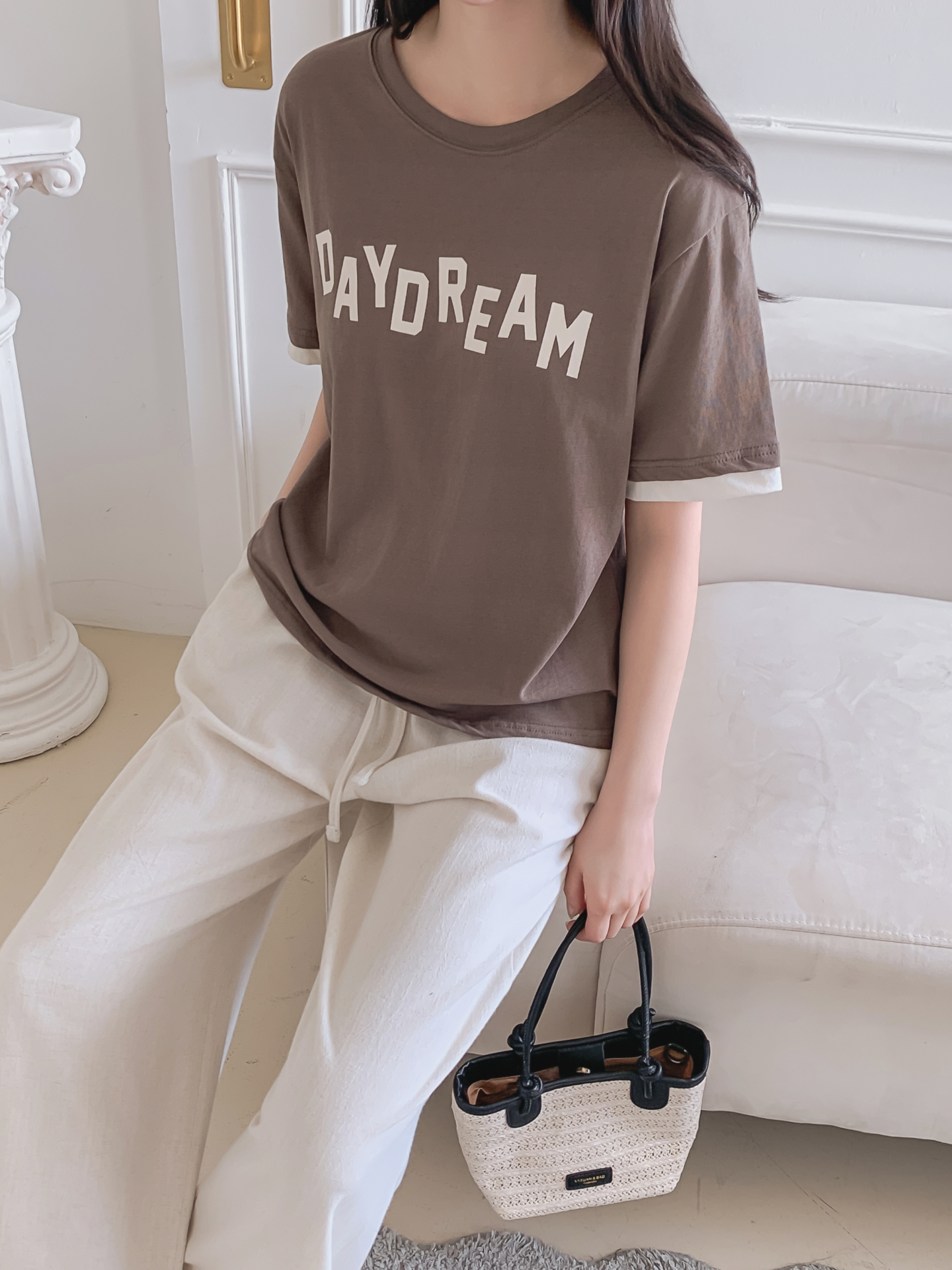 コットンラウンドネック半袖レタリングTシャツ | 詳細画像34
