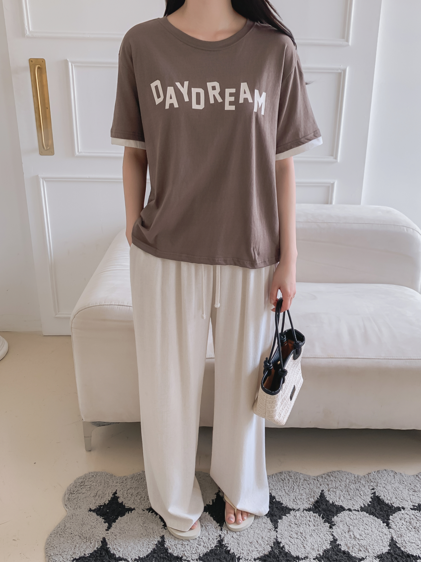 コットンラウンドネック半袖レタリングTシャツ | 詳細画像36