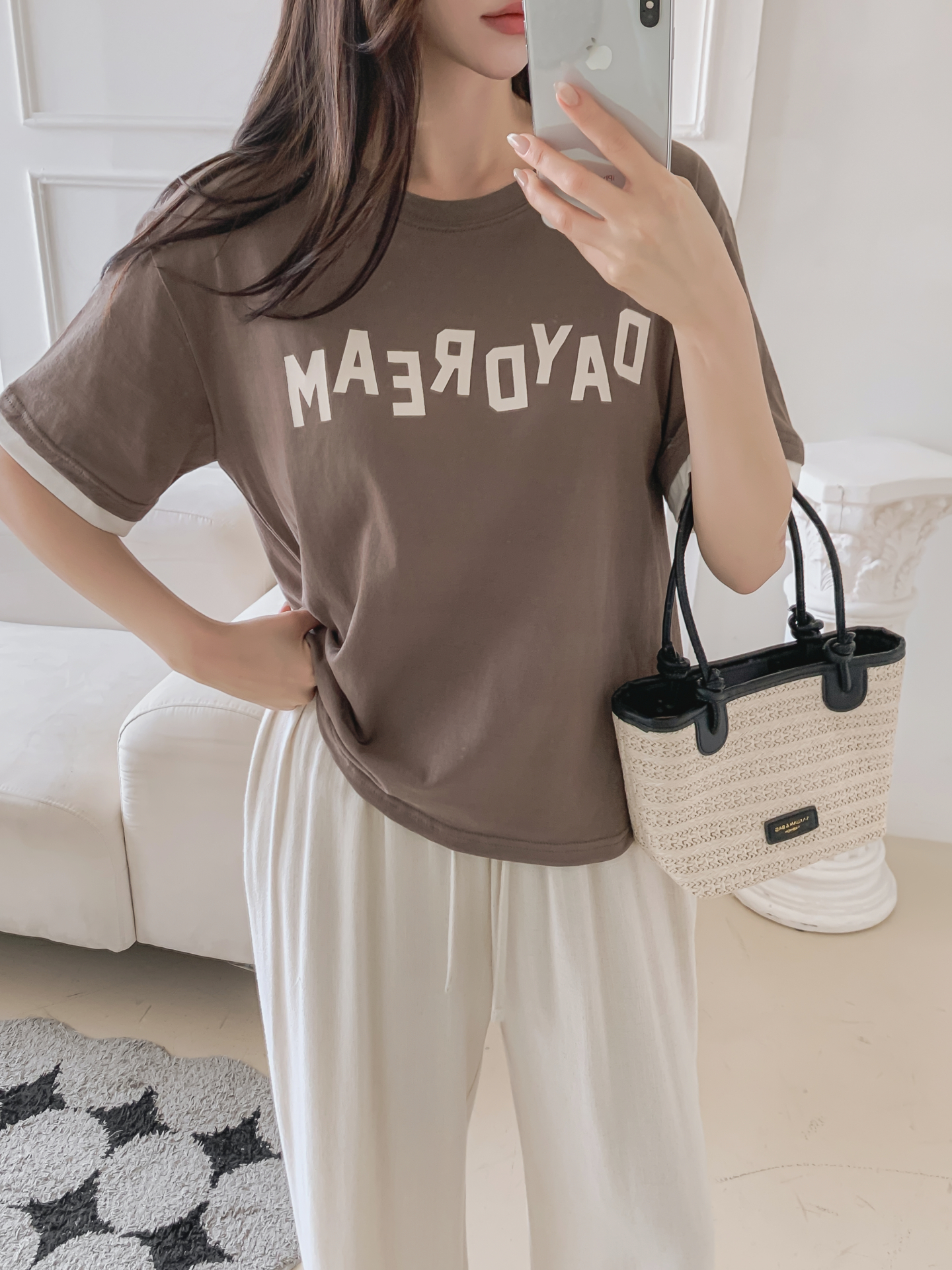 コットンラウンドネック半袖レタリングTシャツ | 詳細画像40