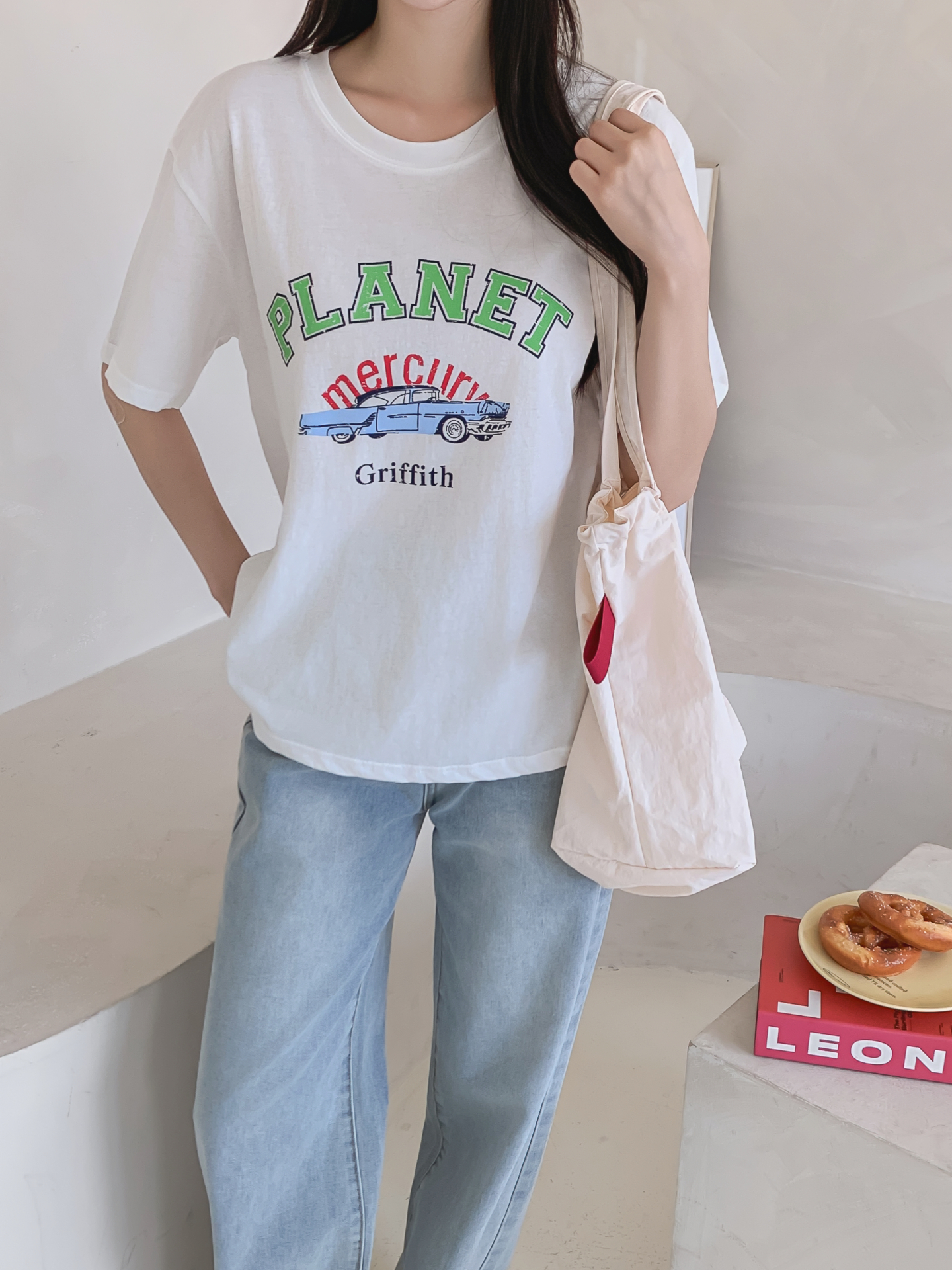 コットンラウンドネック半袖プリントTシャツ | 詳細画像5
