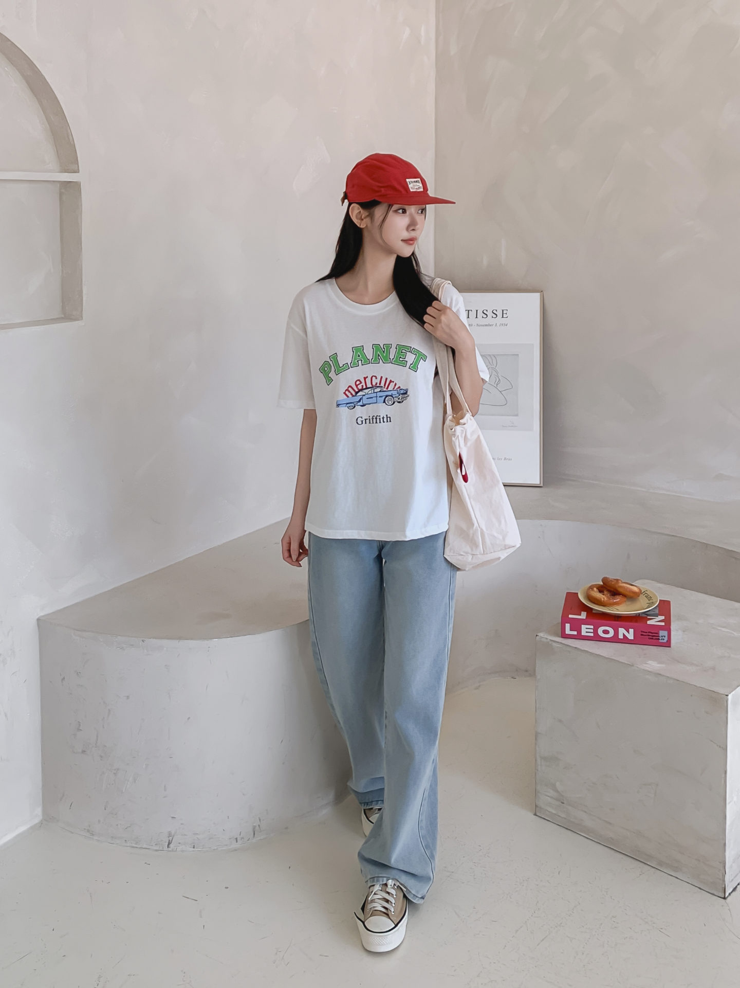 コットンラウンドネック半袖プリントTシャツ | 詳細画像6