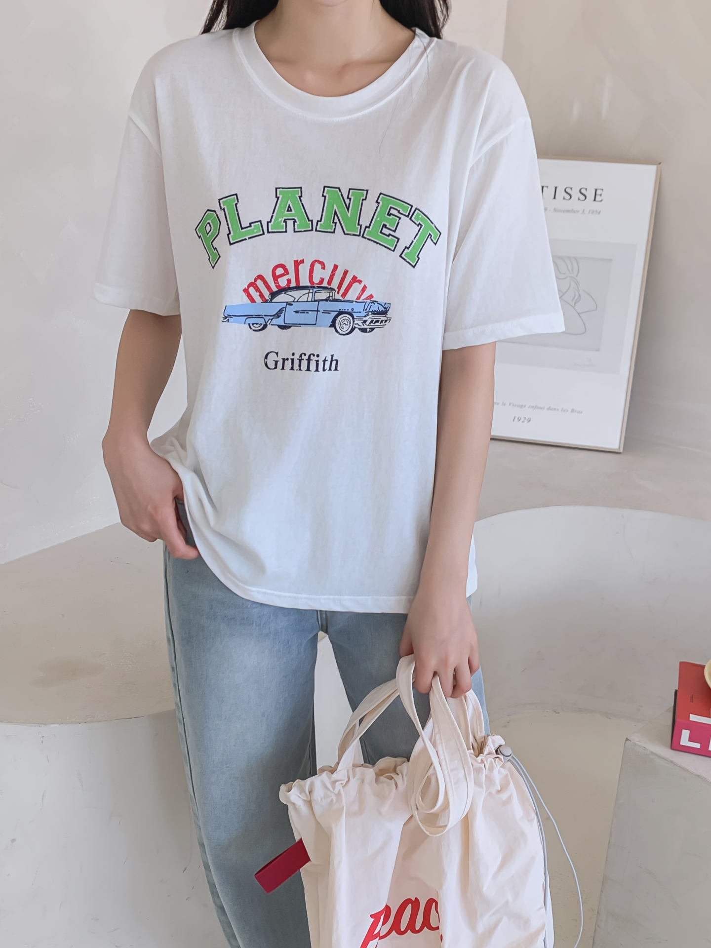 コットンラウンドネック半袖プリントTシャツ | 詳細画像8