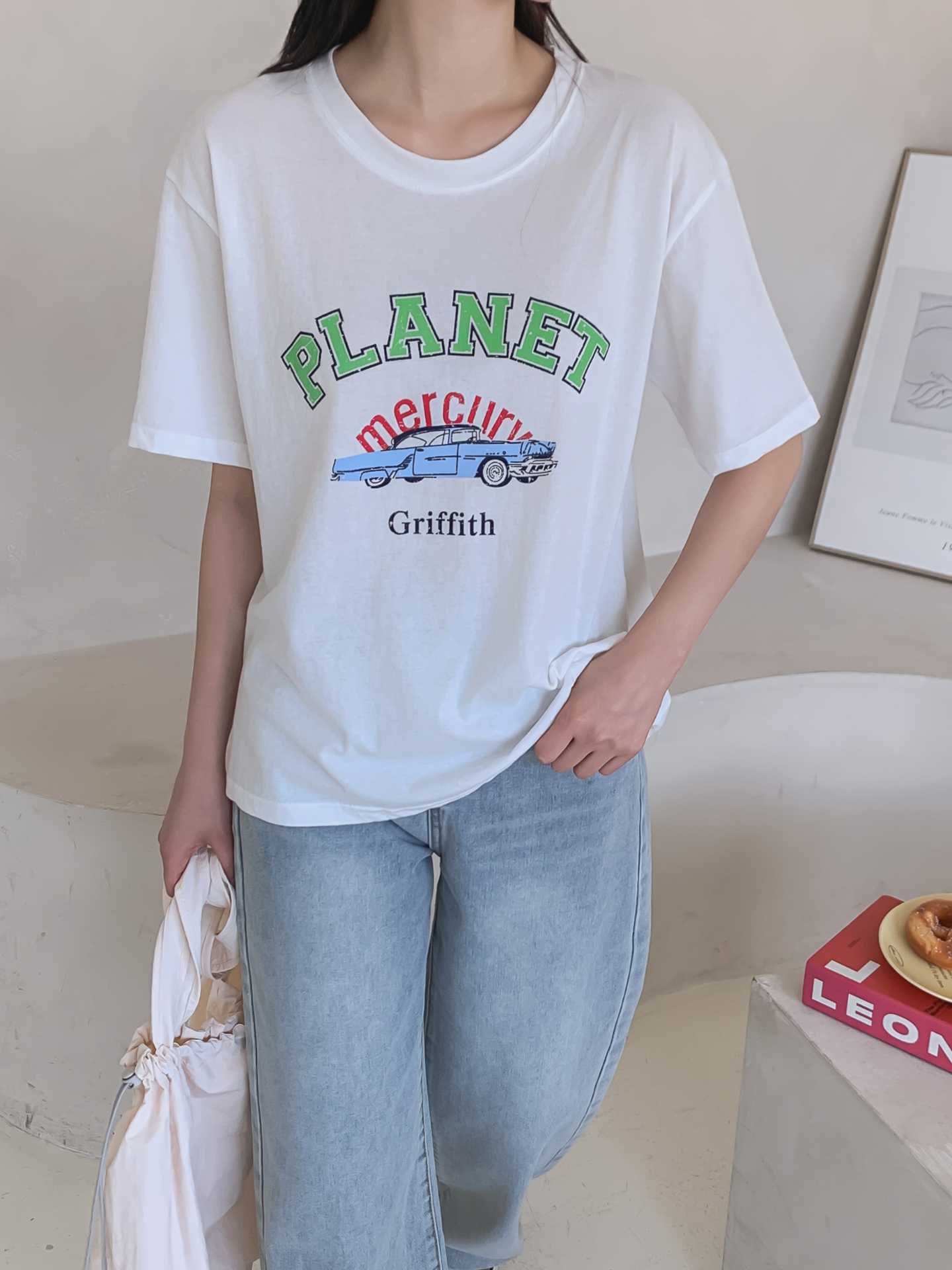 コットンラウンドネック半袖プリントTシャツ | 詳細画像9