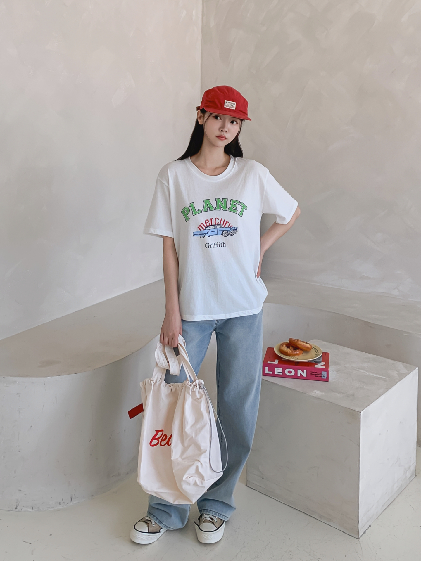 コットンラウンドネック半袖プリントTシャツ | 詳細画像10