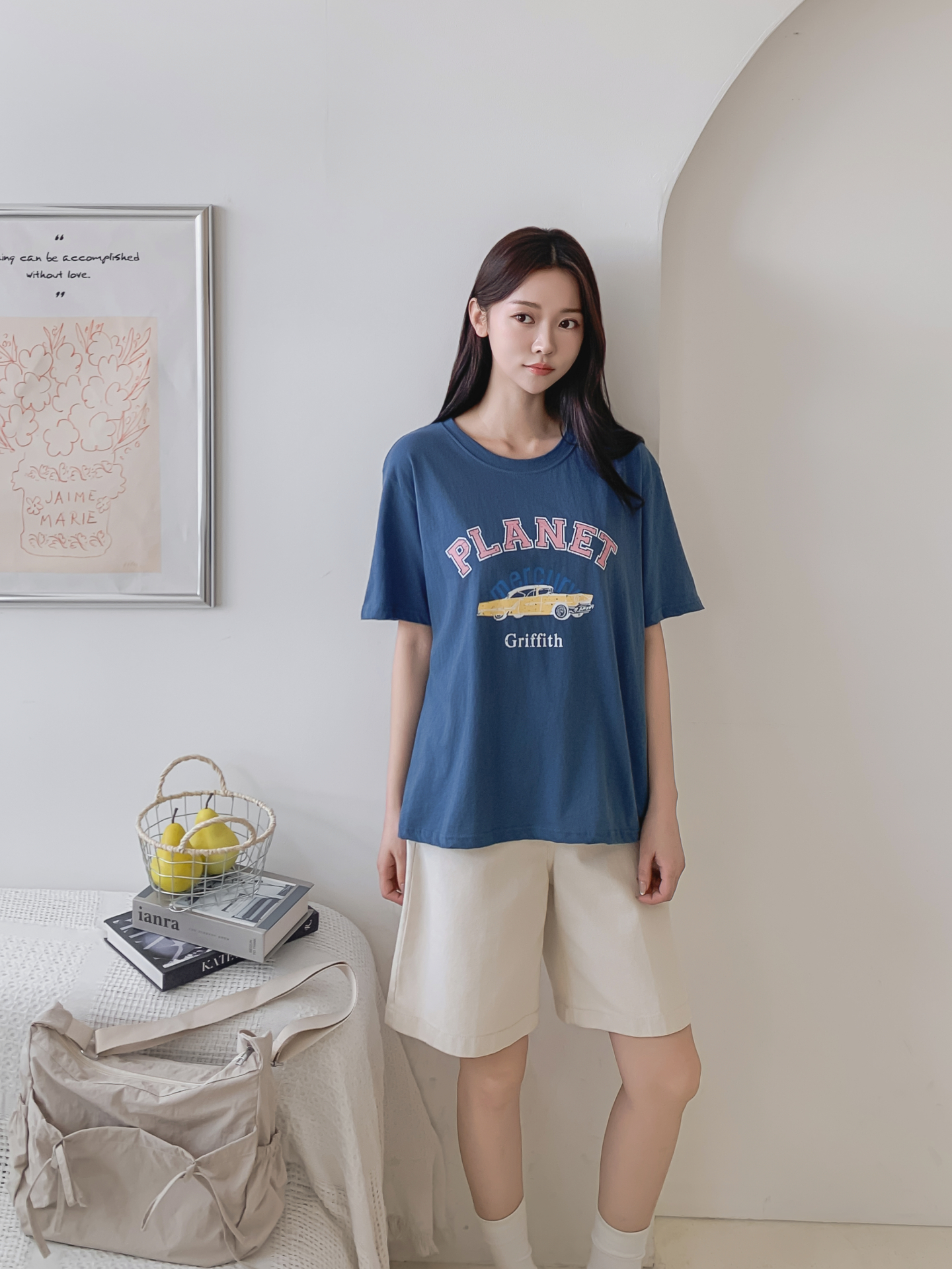 コットンラウンドネック半袖プリントTシャツ | 詳細画像21