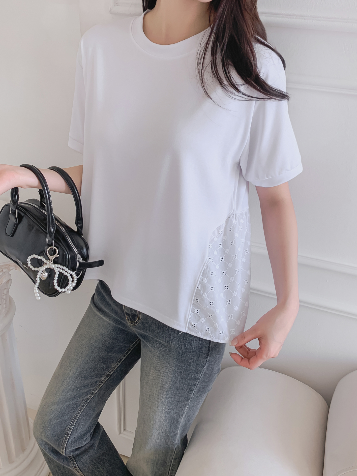 レースラウンドネック半袖Tシャツ | 詳細画像19