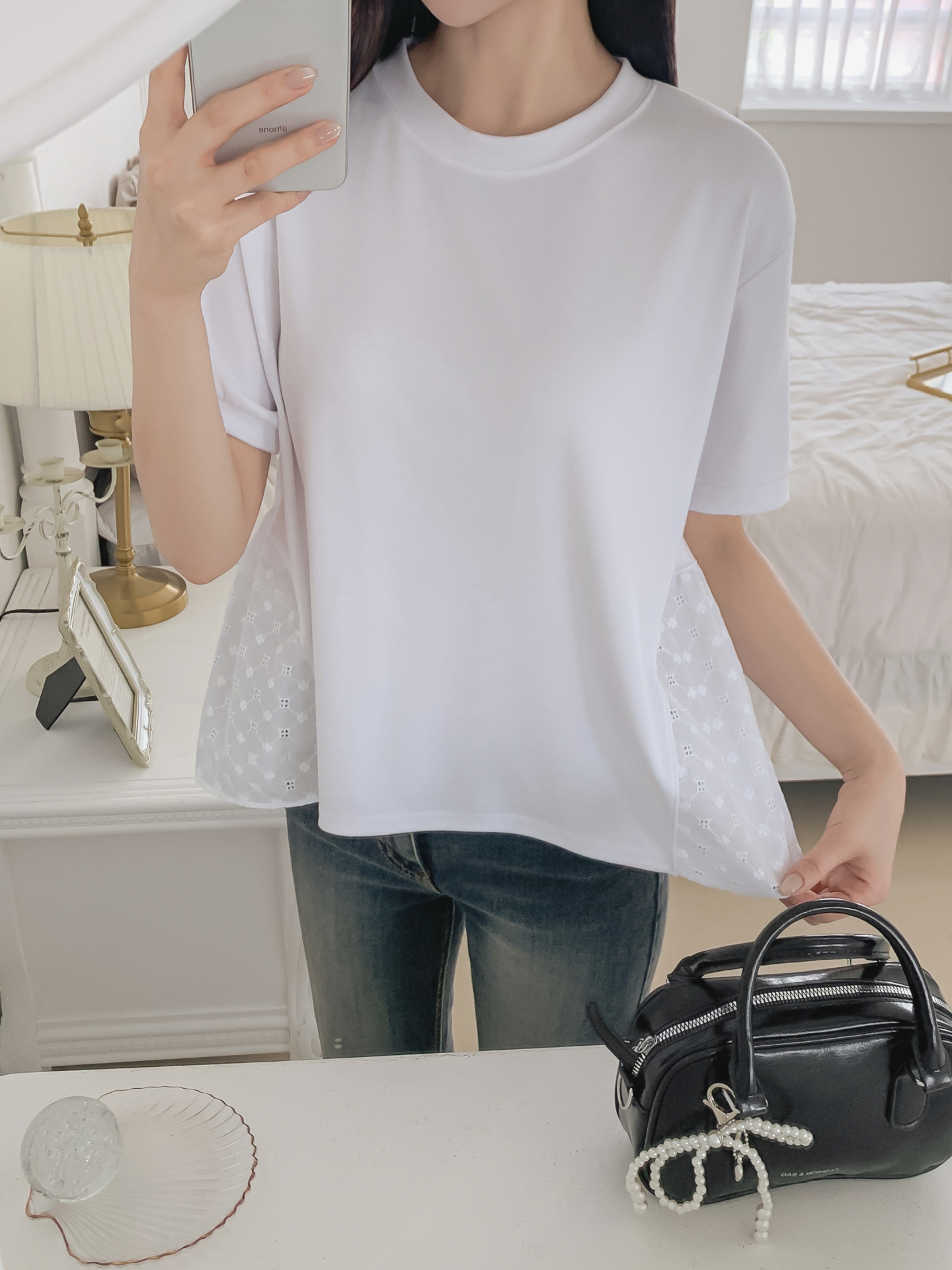 レースラウンドネック半袖Tシャツ | 詳細画像21